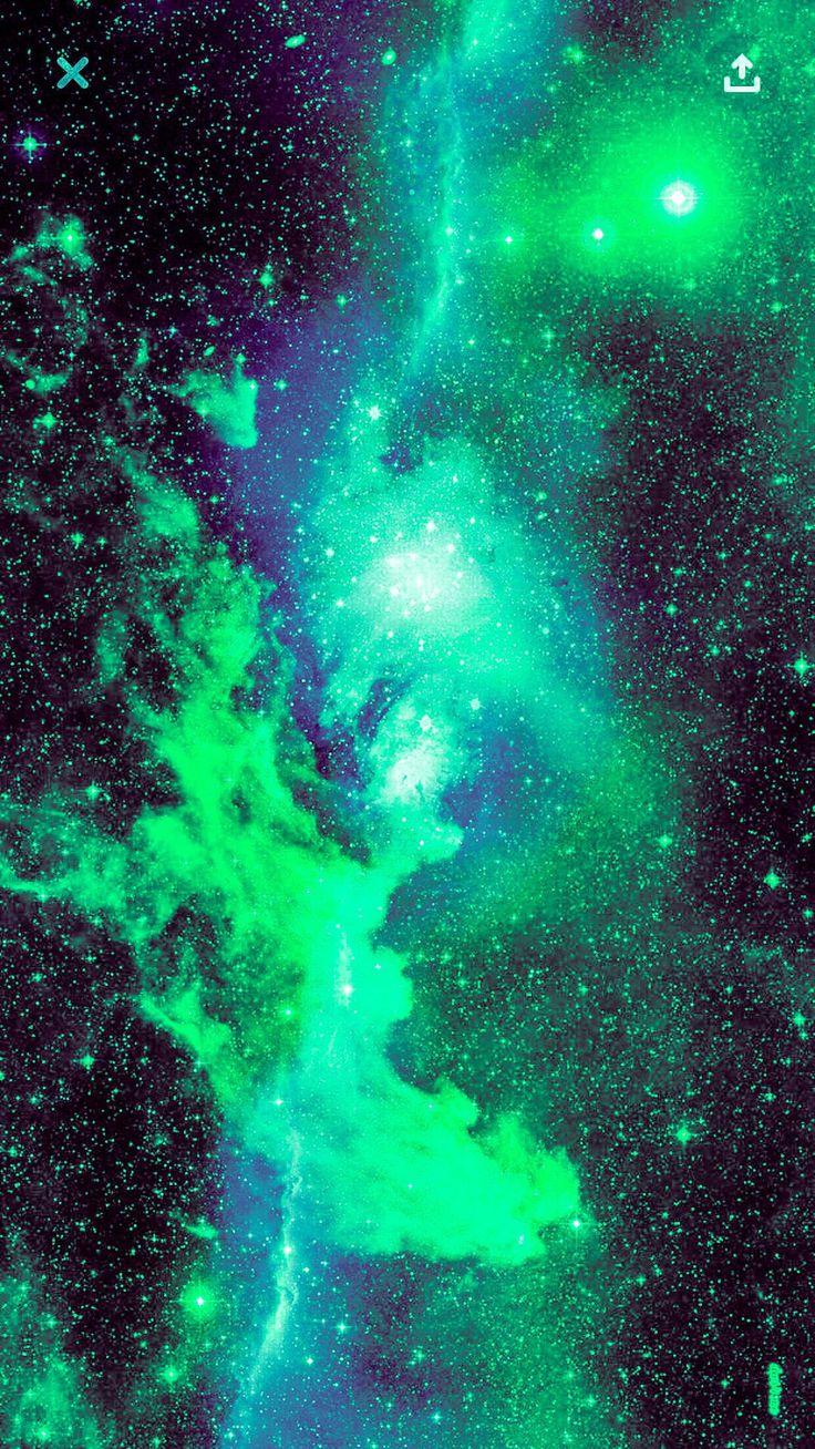 736x1308 Download Green Blue Galaxy for desktop or mobile device. Make your device cooler and more beautiful. Blue galaxy wallpaper, Galaxy painting, Green galaxy
