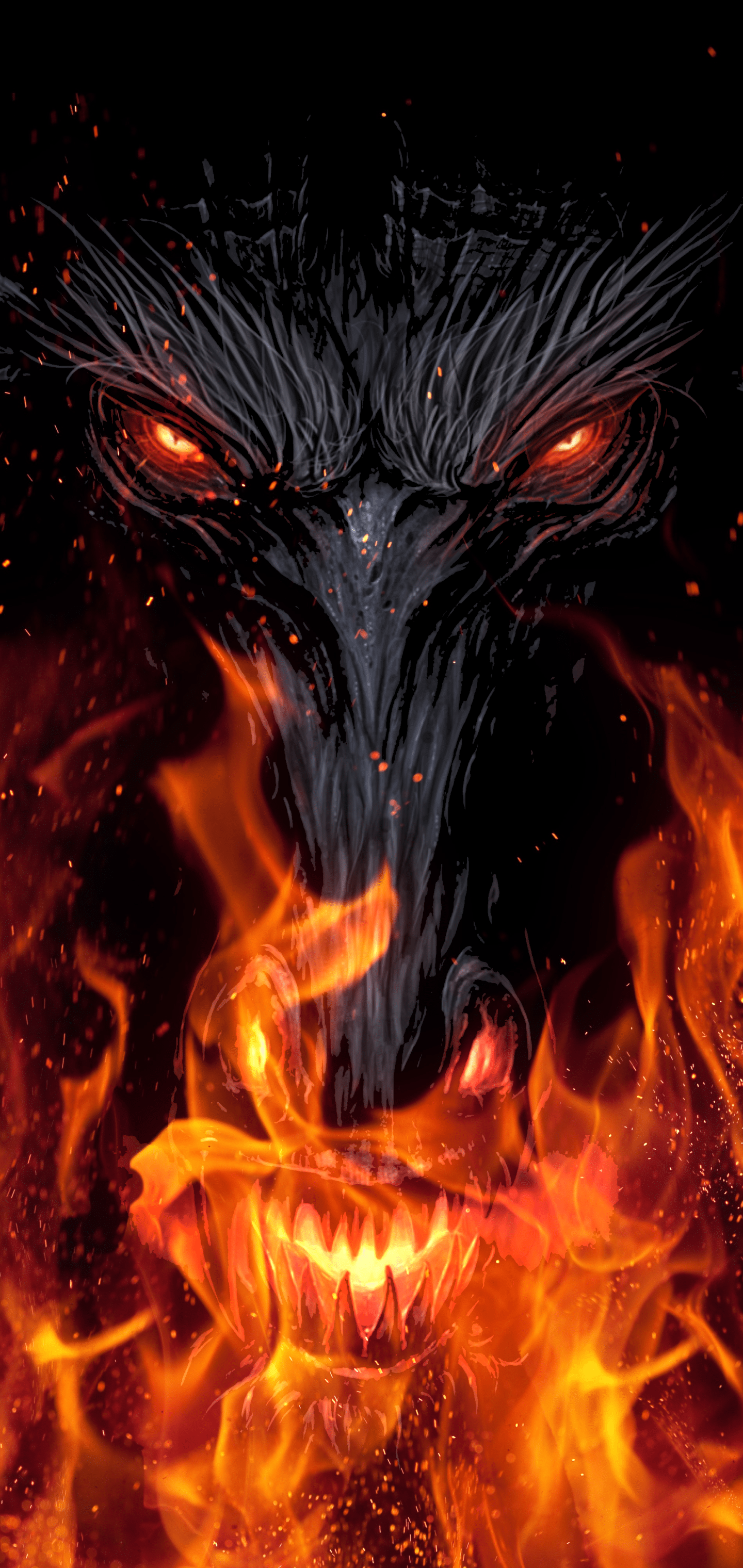 1440x3040 Wallpaper / Dark Demon Phone Wallpaper, Flame, Fire, 1440x3040 free download