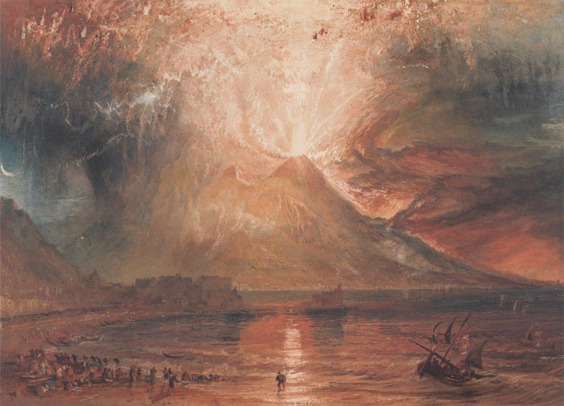 1920x1383 Download Boat People Sea Volcano