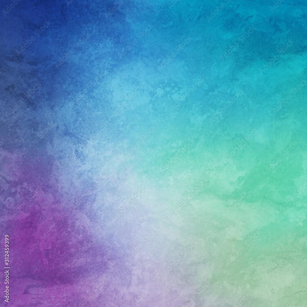 1000x1000 Colorful background in blue purple and green with white grunge texture in abstract background design Stock Illustration