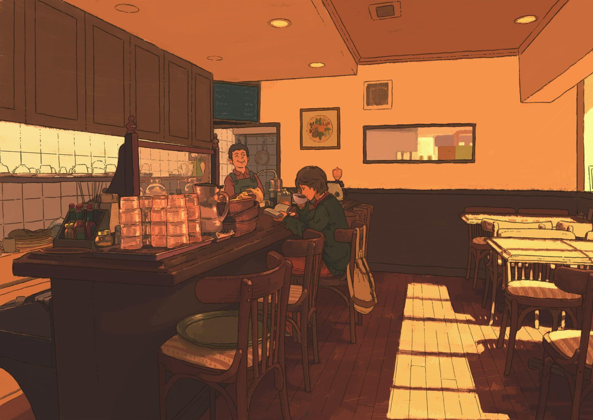 2000x1415 Japan #anime #cafes P #wallpaper #hdwallpaper #desktop. Anime café, Anime café background, Anime coffee