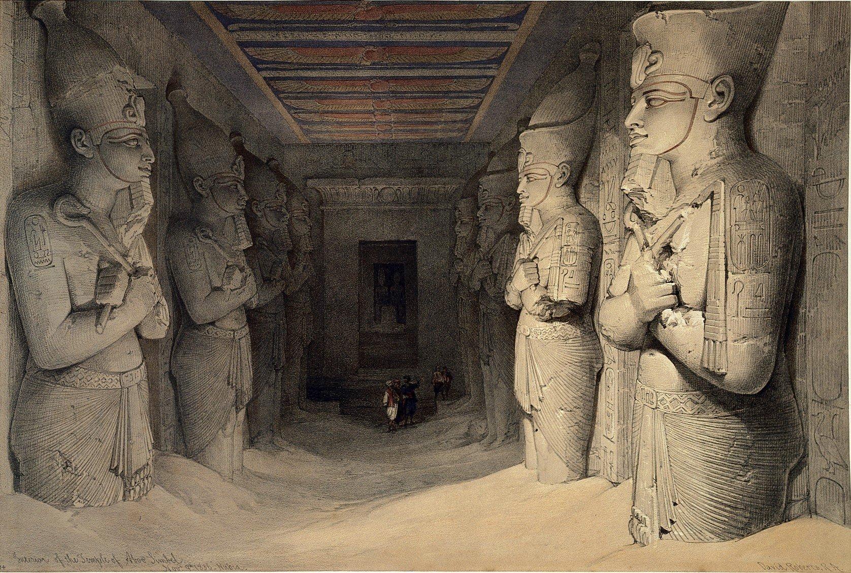 1676x1128 Statues Inside the Temple of Abu Simbel (Illustration) History Encyclopedia