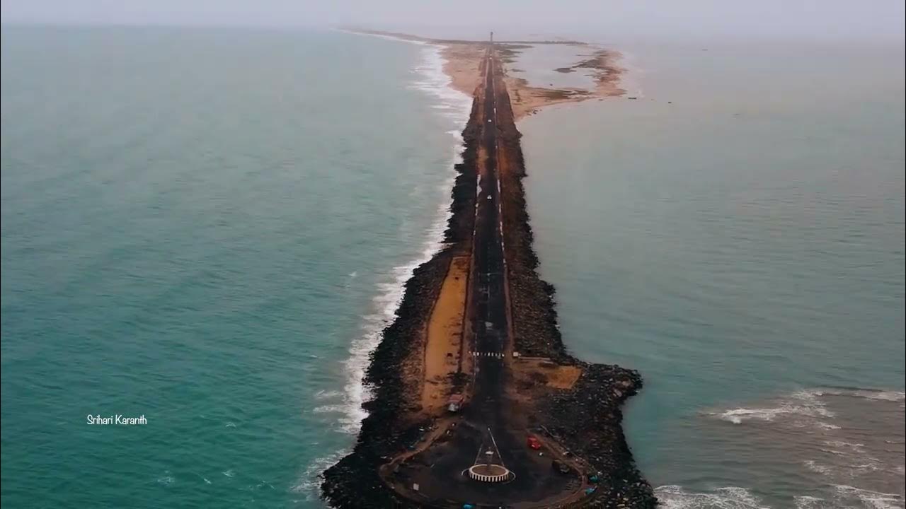 1280x720 Last Land of India: Dhanushkodi Earth + Drone View.. Ram Sethu