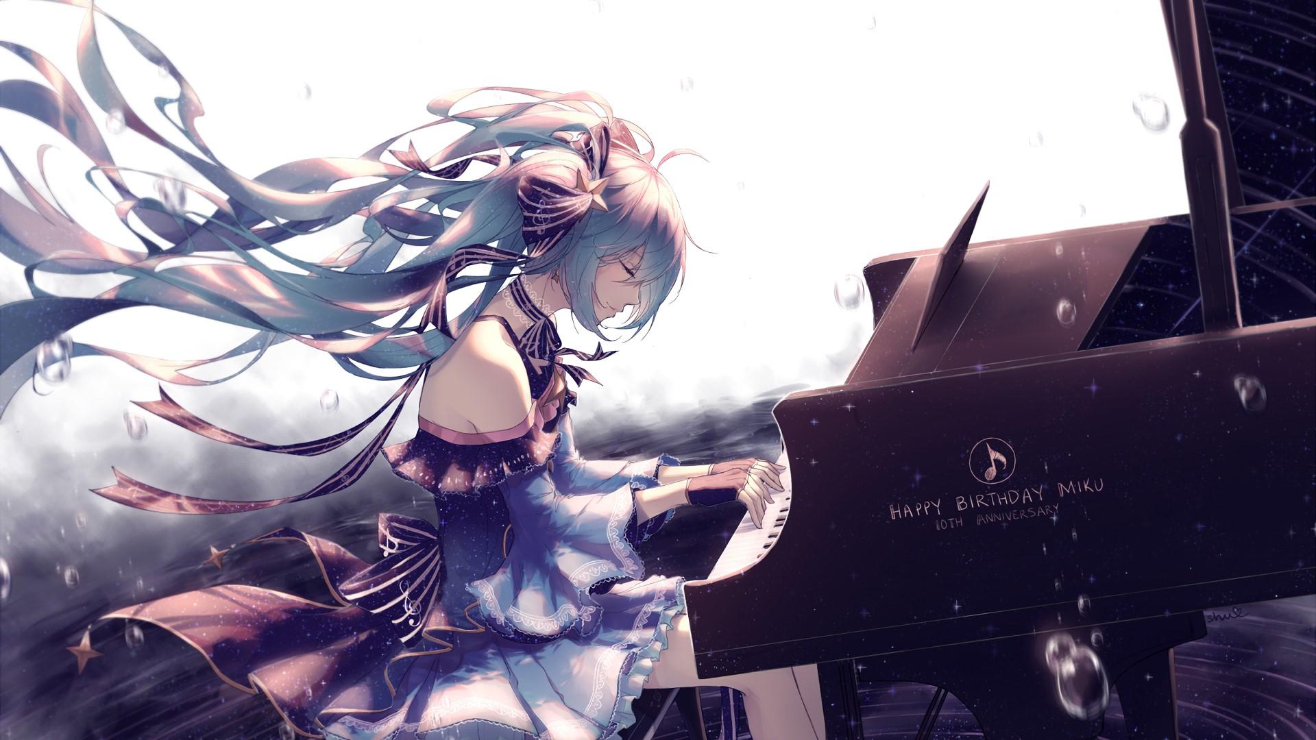 1920x1080 Hatsune Miku, piano, Vocaloid, anime girls Gallery HD Wallpaper