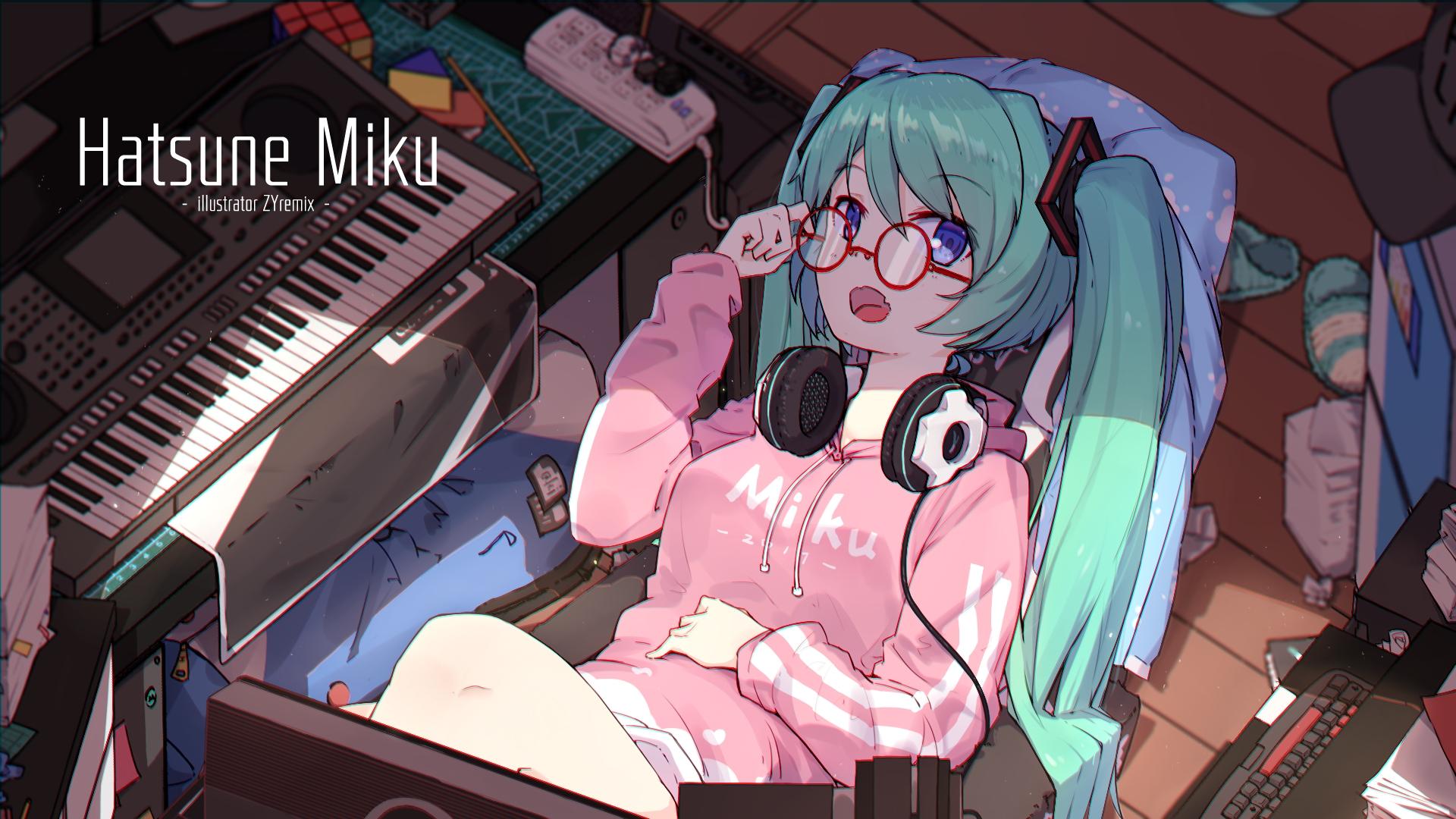 1920x1080 Desktop Wallpaper Hatsune Miku, In Studio, Headphone, HD Image, Picture, Background, 6597b8