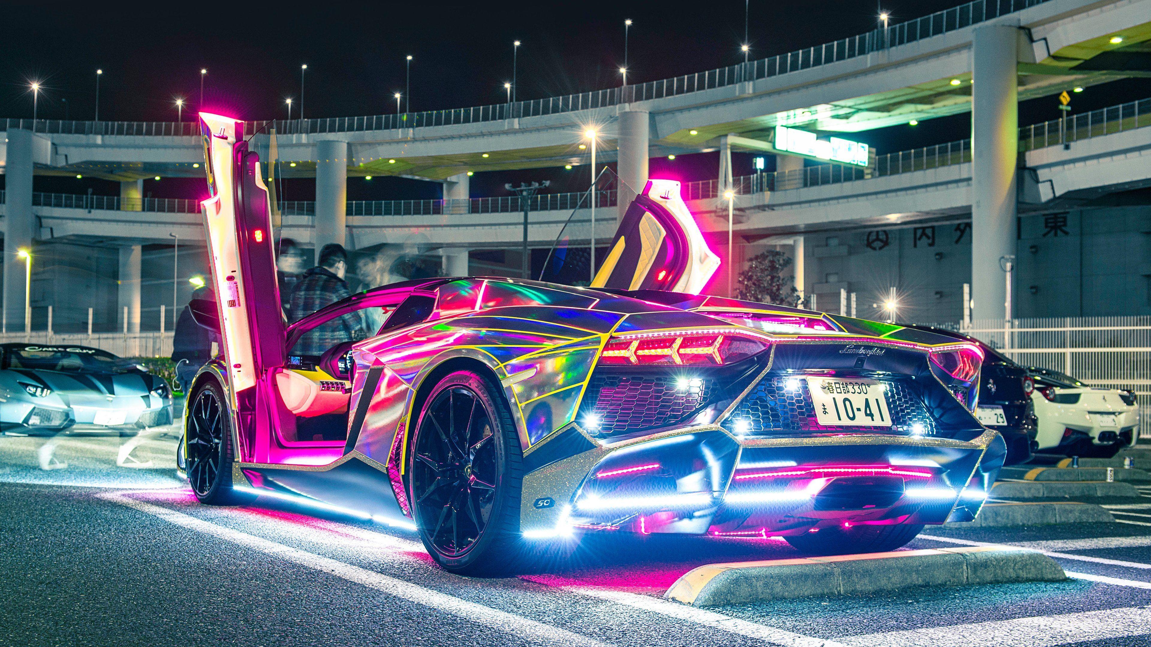 3840x2160 Neon Lights Lamborghini lamborghini wallpaper, 4K Free Wallpaper Download- Pinterest.com. Neon car, Car wallpaper, Super luxury cars