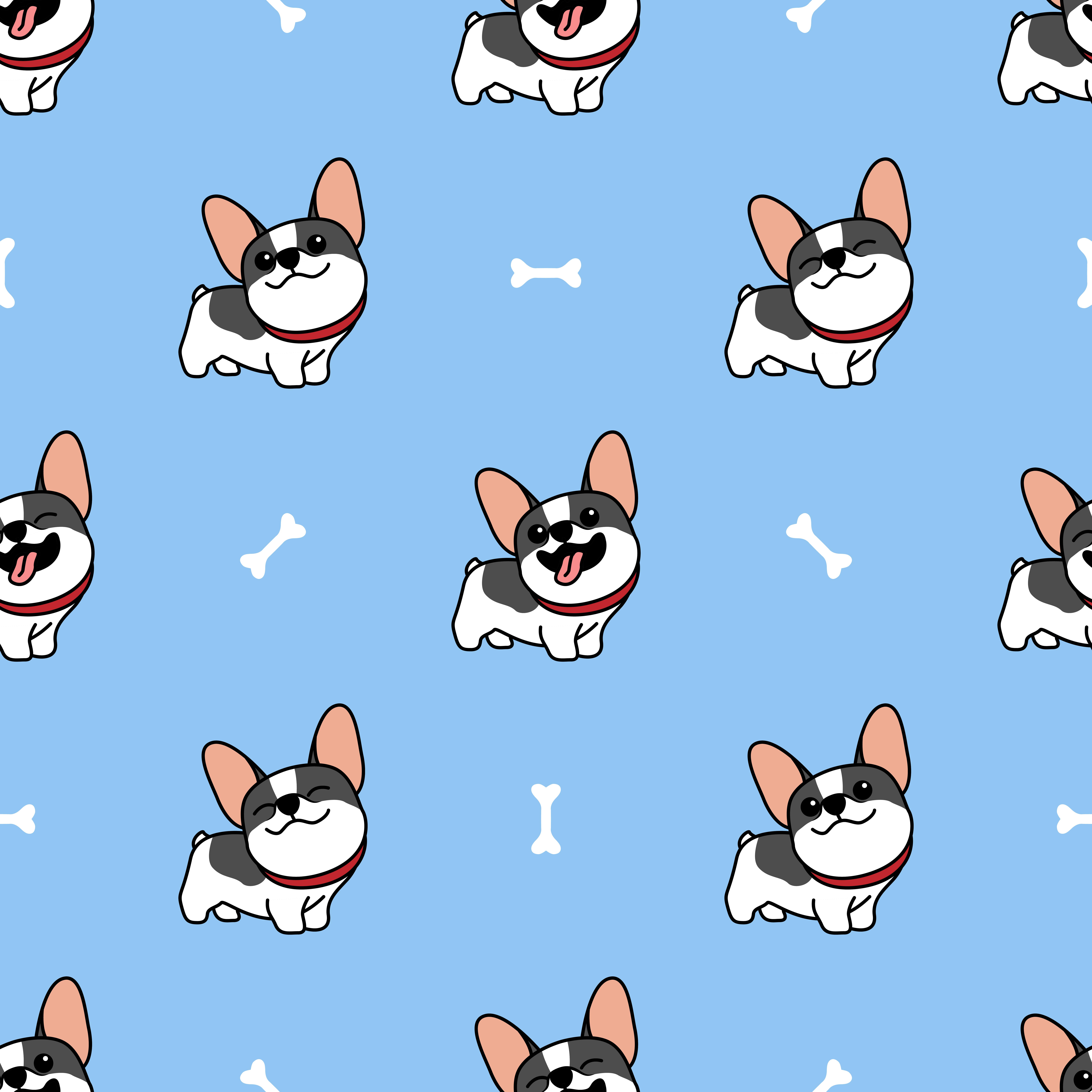 8000x8000 Cute french bulldog cartoon seamless pattern