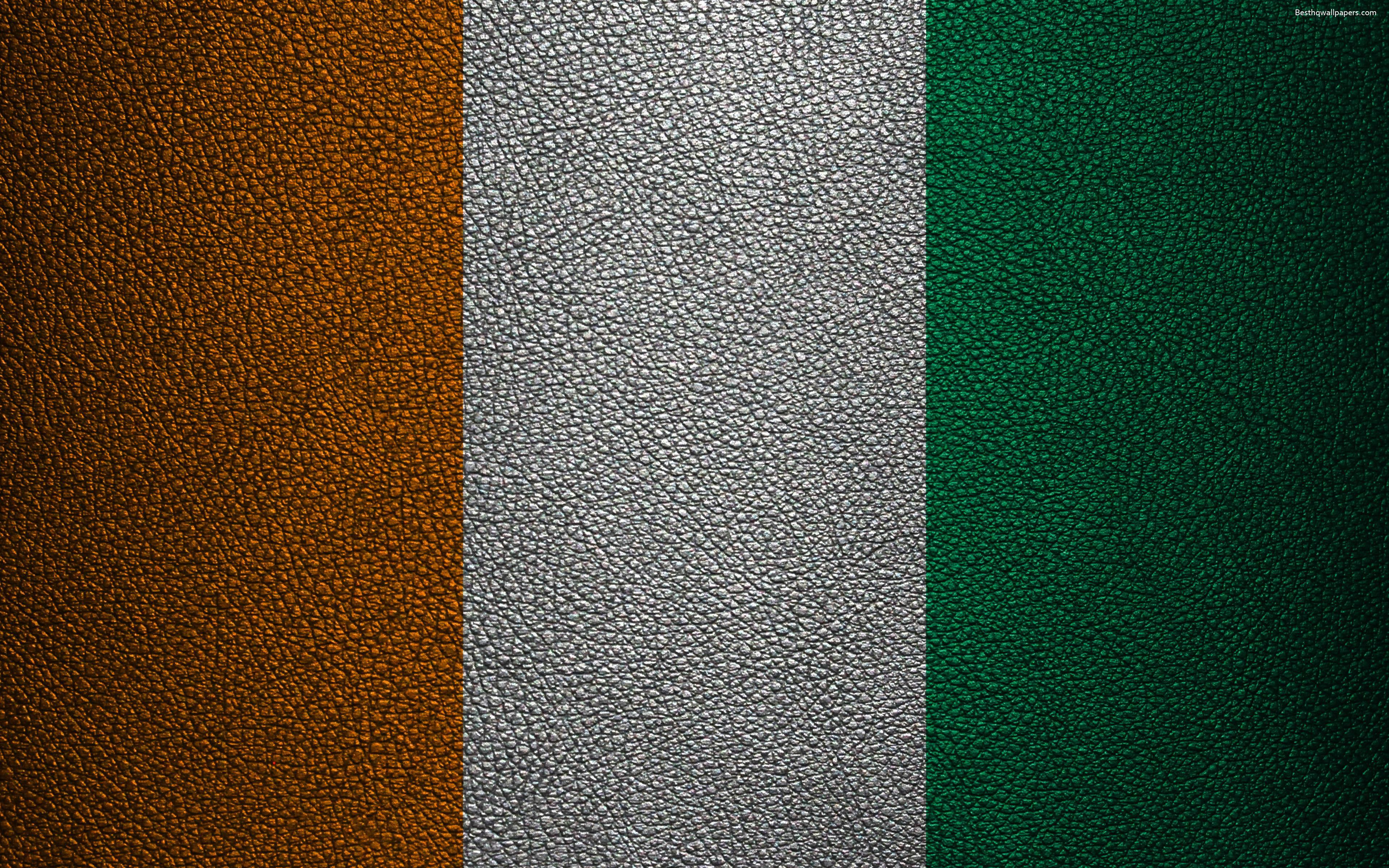 3840x2400 Download Leather Like Ivory Coast Flag Wallpaper