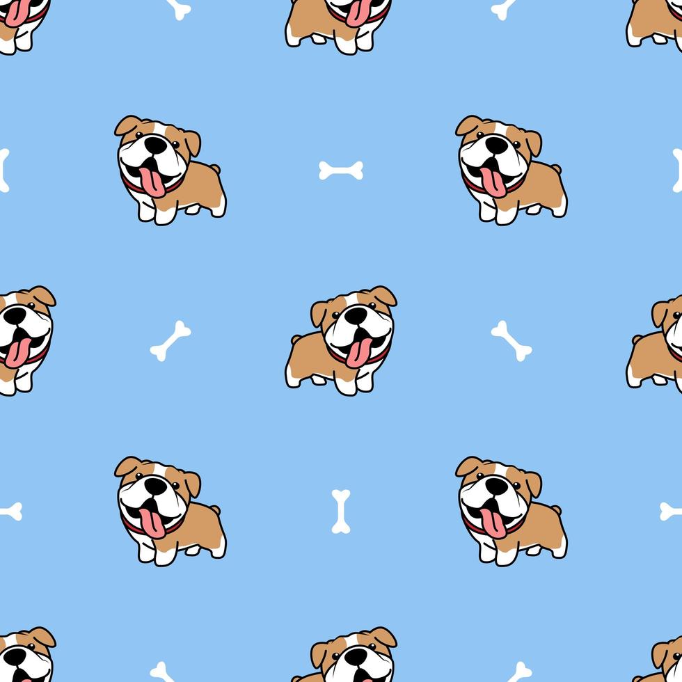 980x980 Cute bulldog cartoon seamless pattern