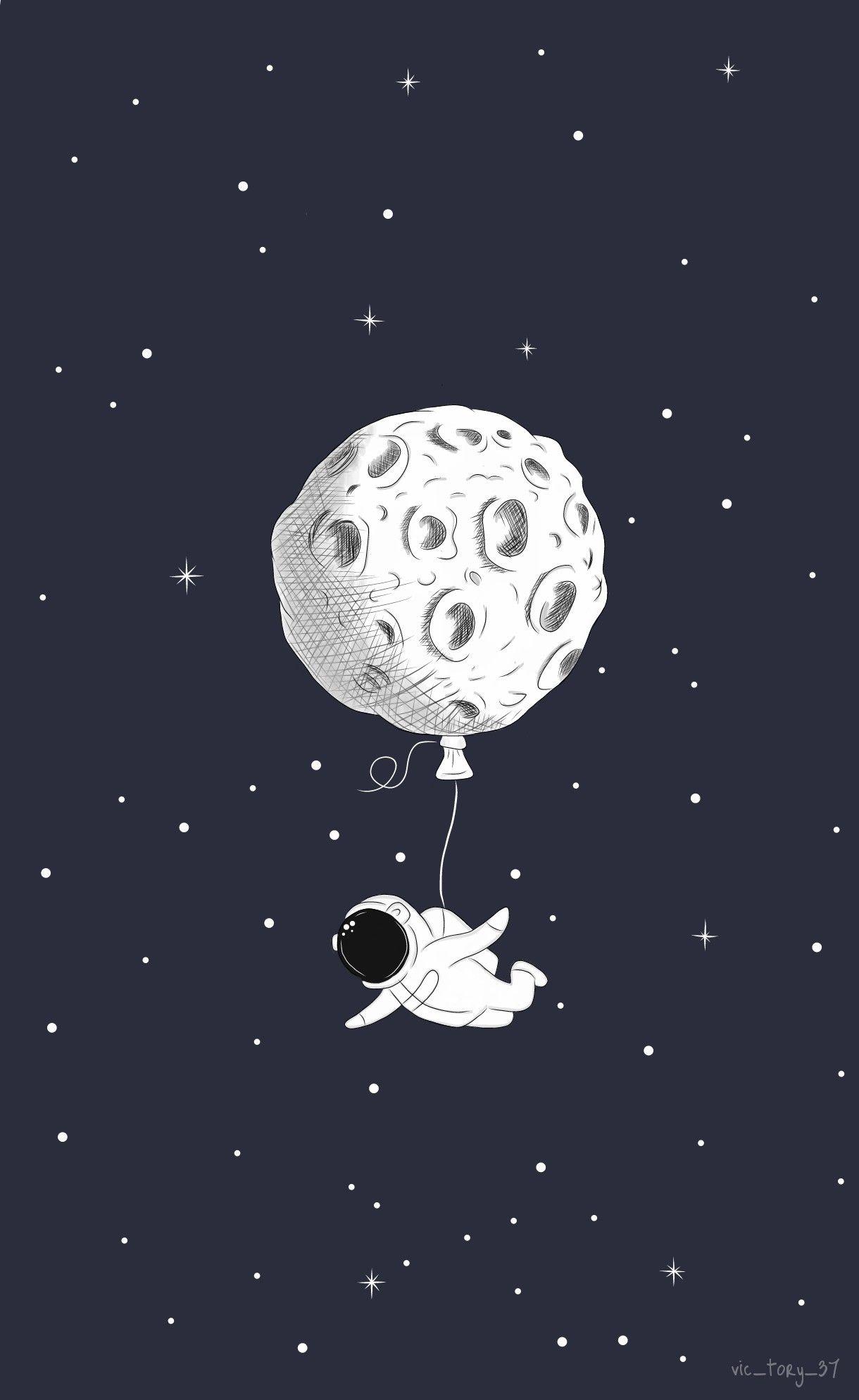 1220x1990 astronaut #space #cute #creative #wallpaper #background #iphonewallpaper #lockscreen #moon #planet