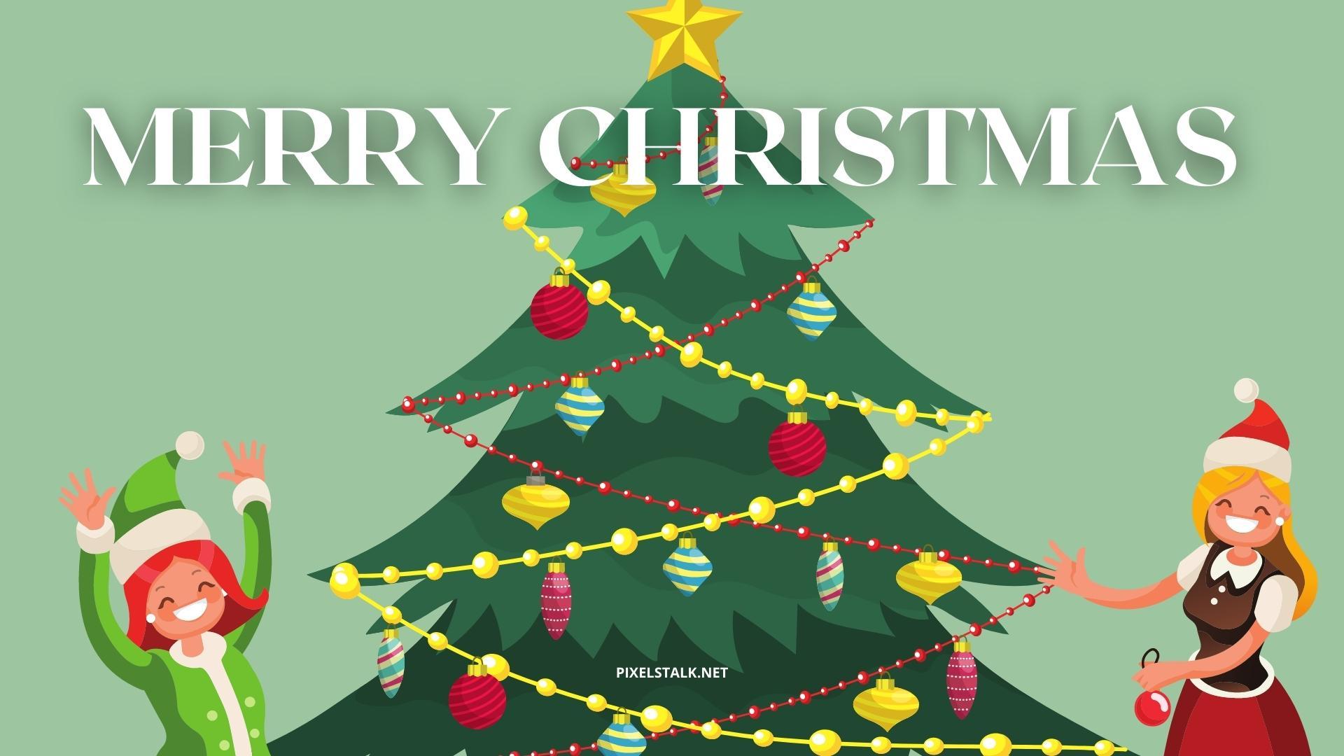 1920x1080 Merry Christmas Tree Wallpaper free download