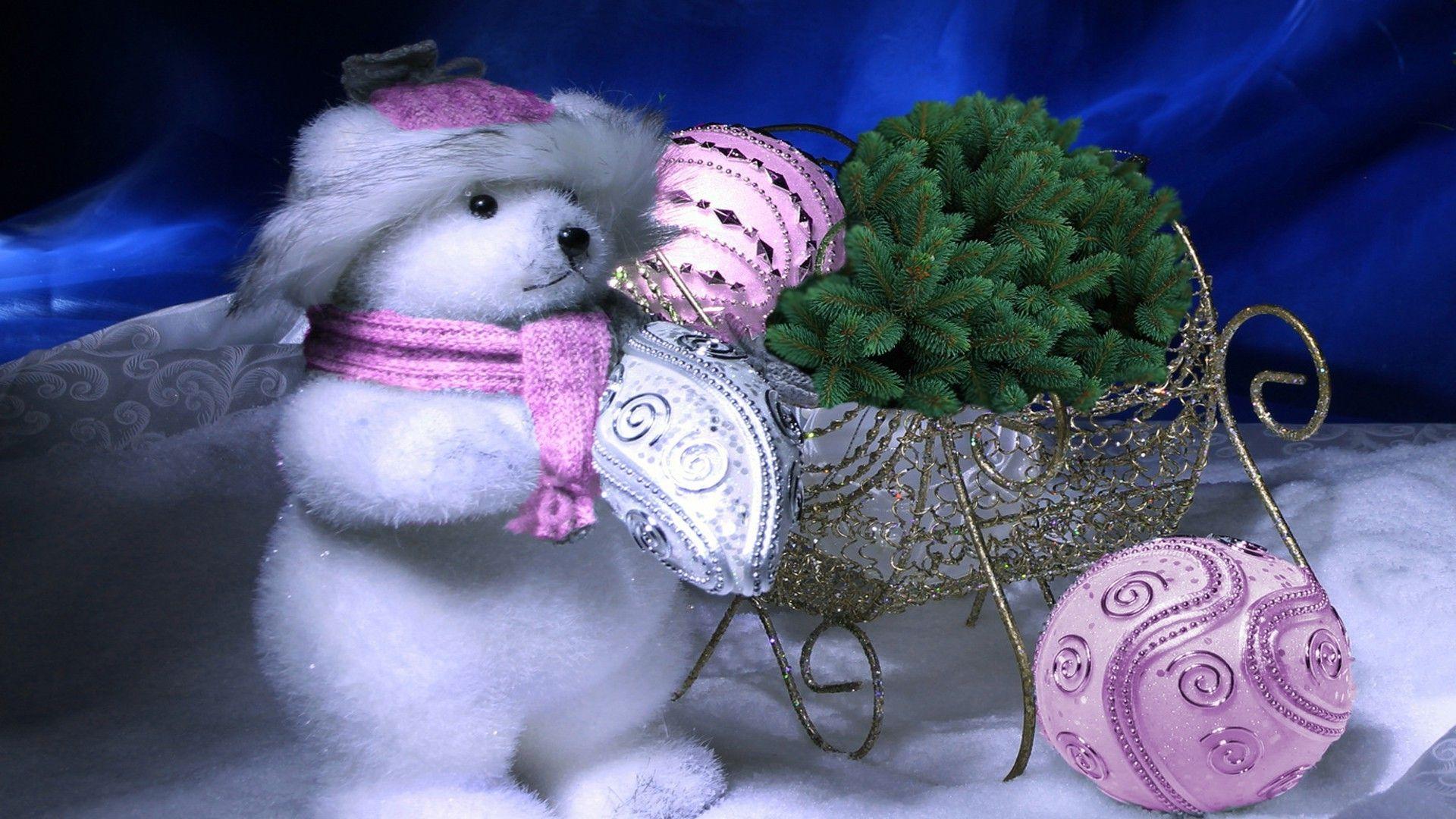 1920x1080 Christmas teddy bear wallpaper