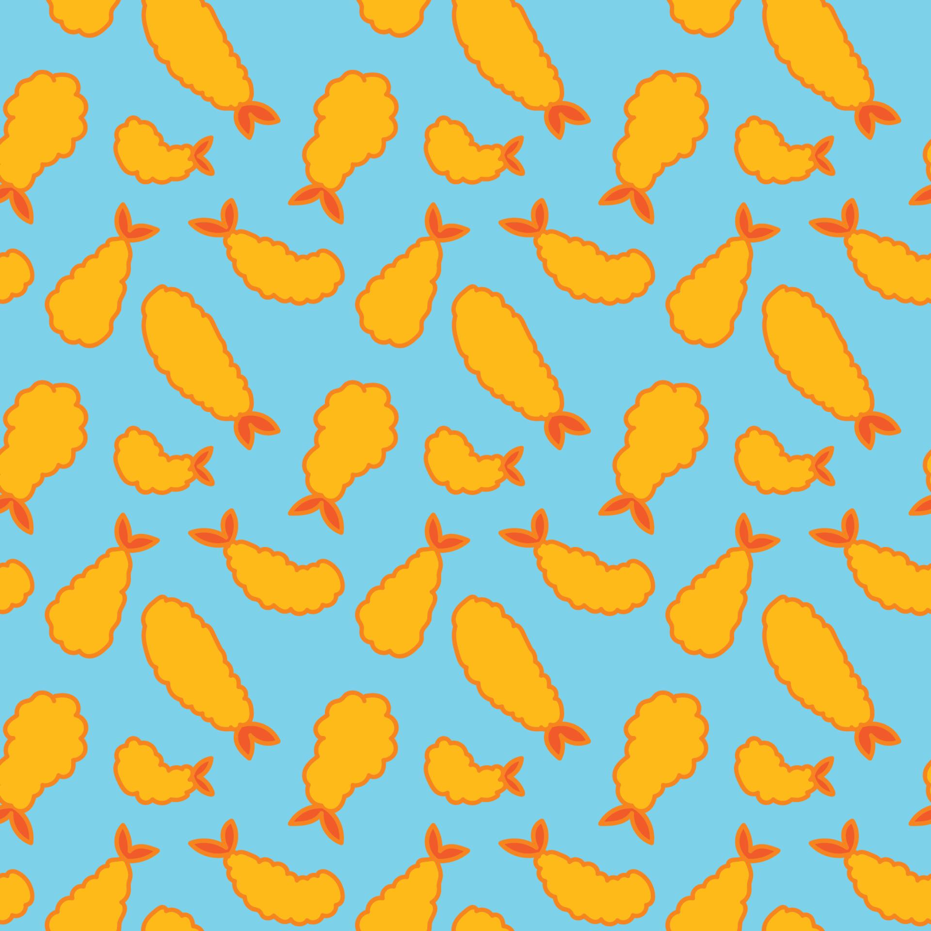 1920x1920 Tempura Fried shrimp pattern japanese style vector seamless wallpaper background