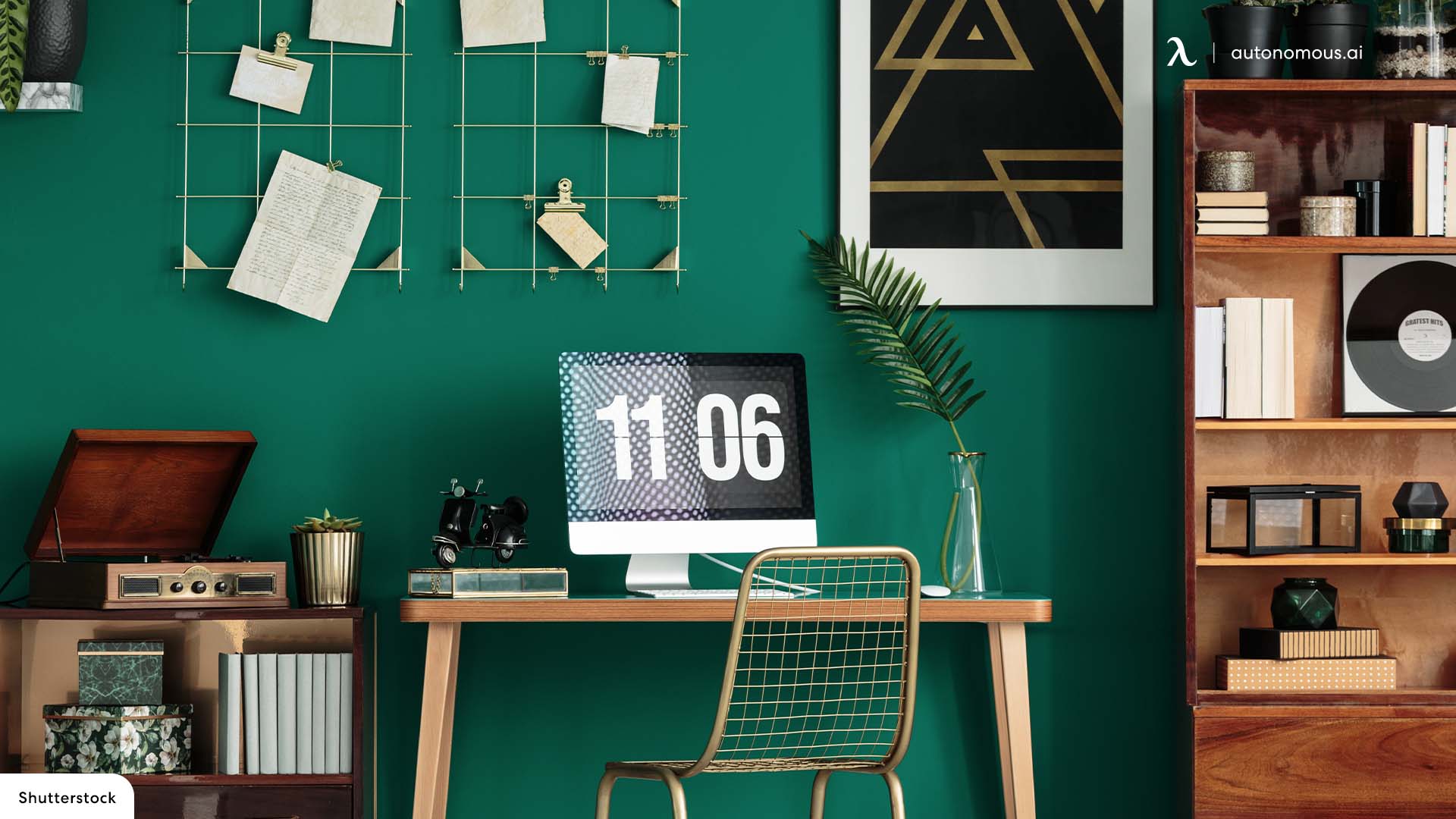 1920x1080 Peaceful Dark Green Home Office Décor Ideas