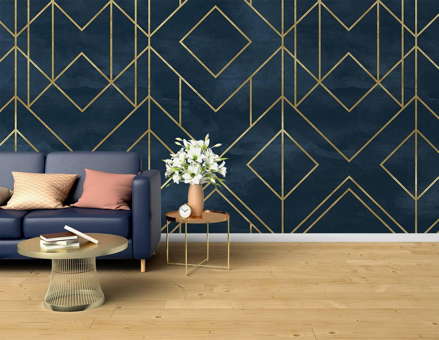 1417x1097 Dark and Gold Look Geometric Drawings Modern Home Office
