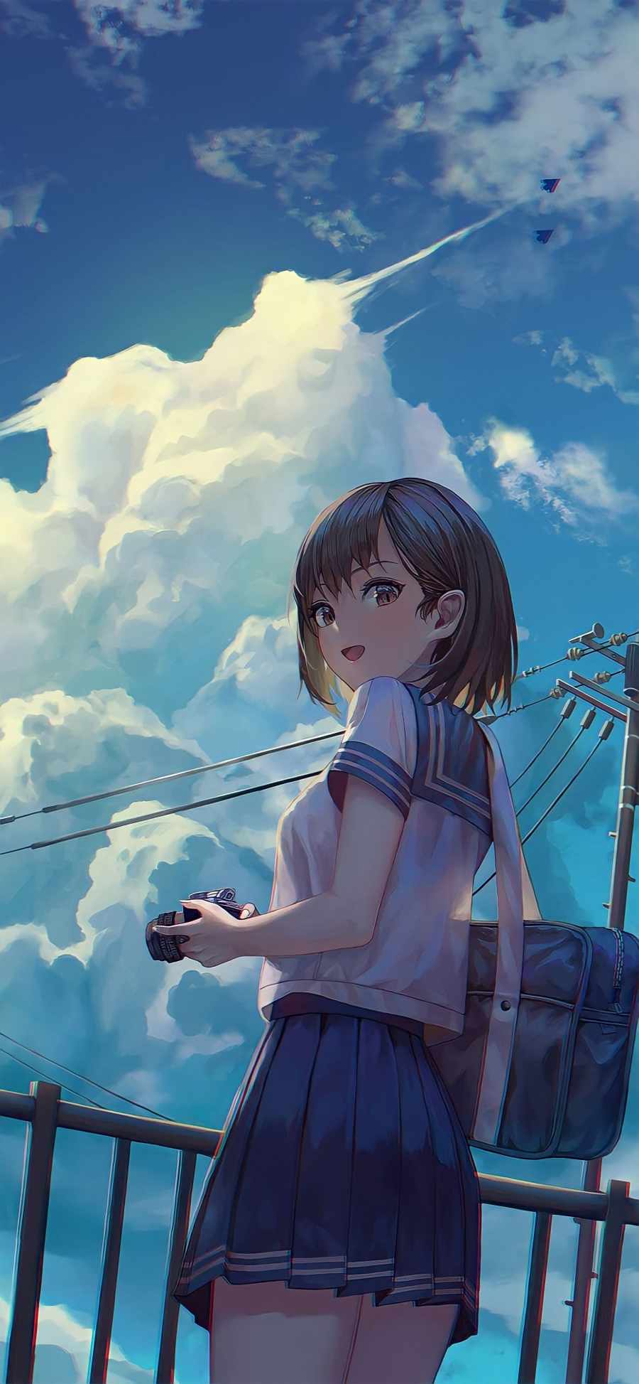 900x1947 Anime Girl Photography Cloudy Sky IPhone 13 Wallpaper Wallpaper : iPhone Wallpaper