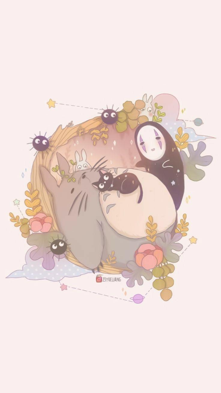736x1309 Totoro. Studio ghibli art, Cute cartoon wallpaper, Cute anime wallpaper