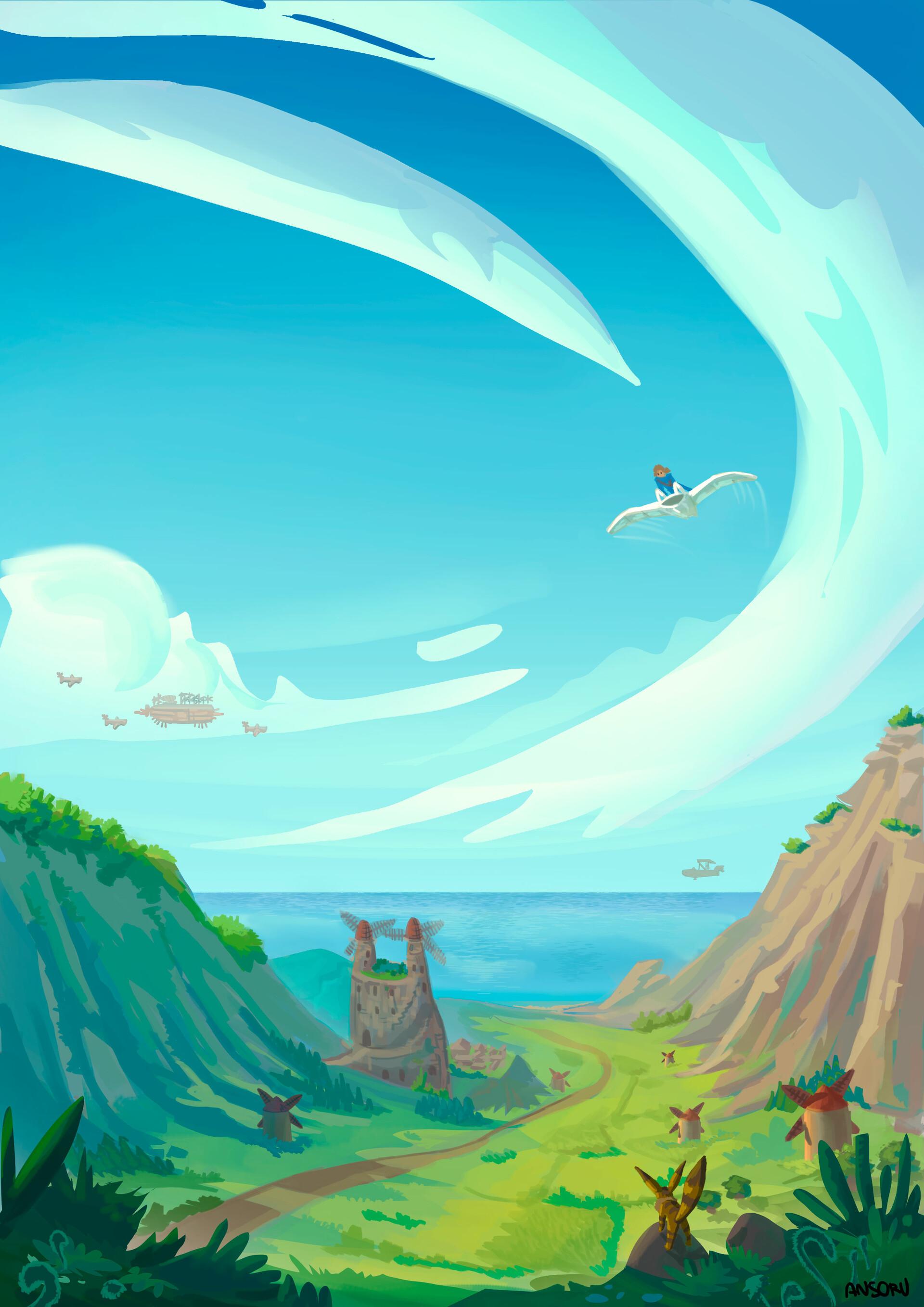 1920x2716 Background illustration: Nausicä of the Valley of the Wind