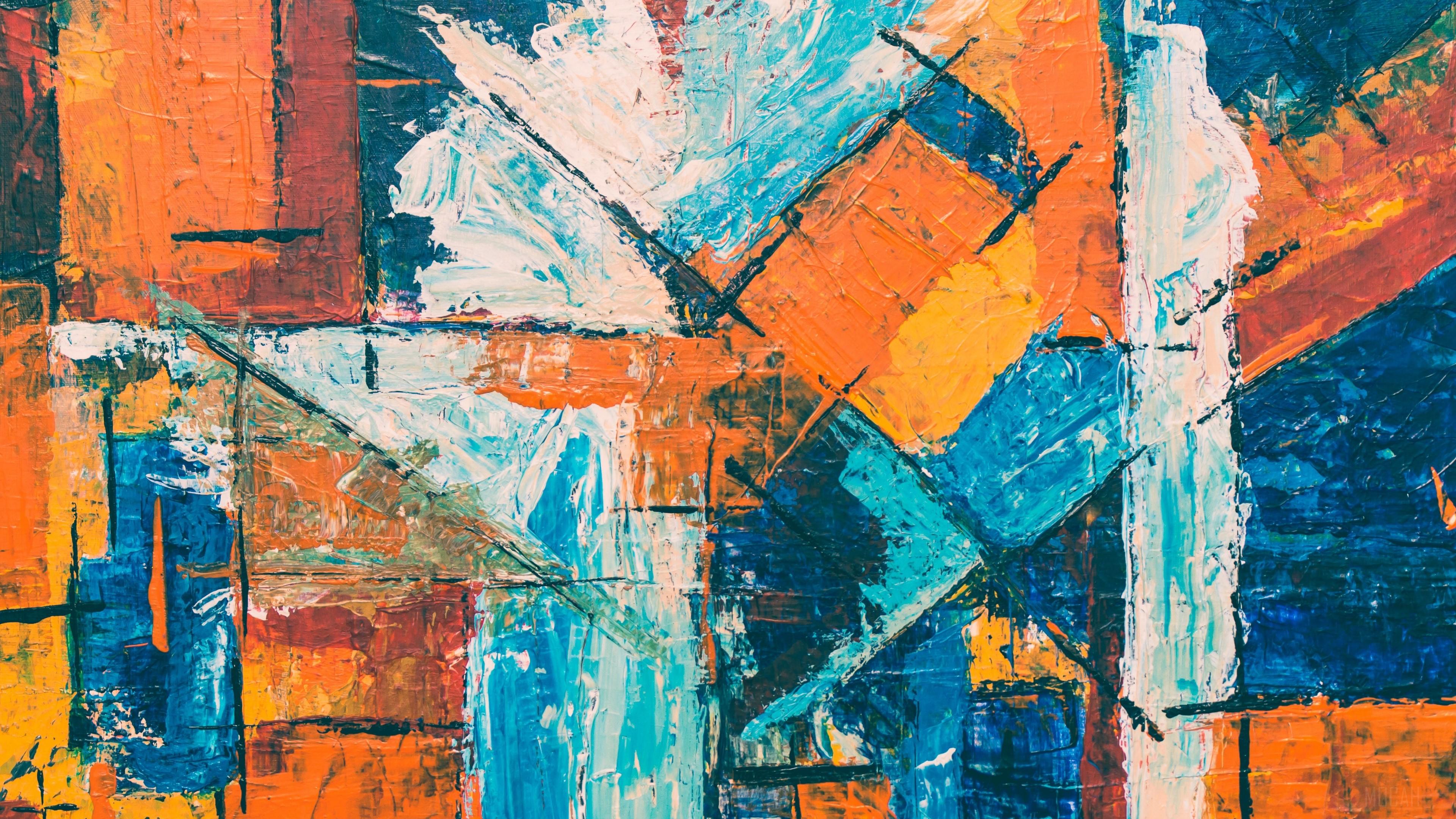 3840x2160 paint, abstract, stains, lines, multicolored 4k Gallery HD Wallpaper