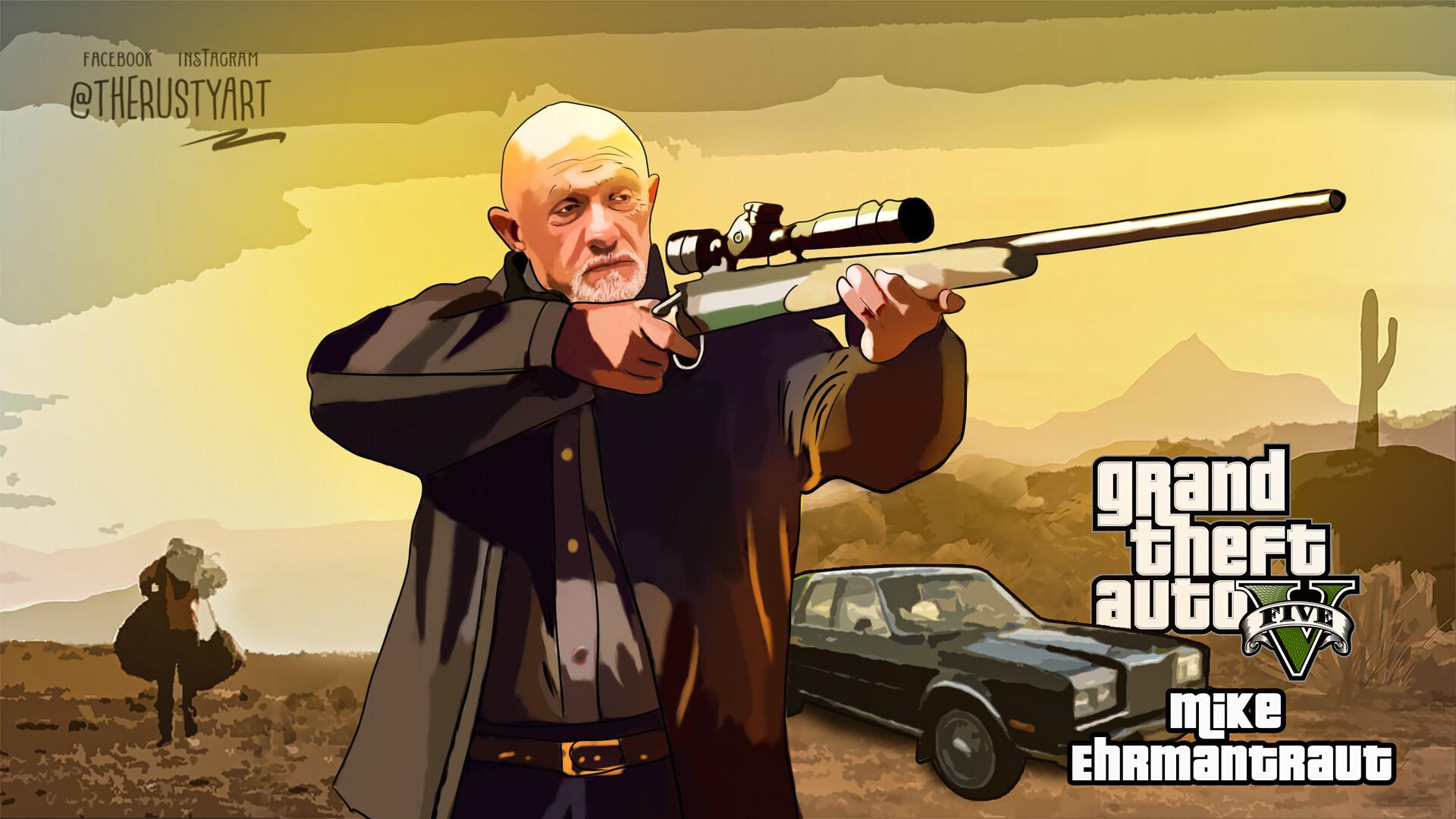 1920x1080 TheRustyArt Ehrmantraut GTA v Loading Screen Art animation -Breaking Bad- Better call Saul