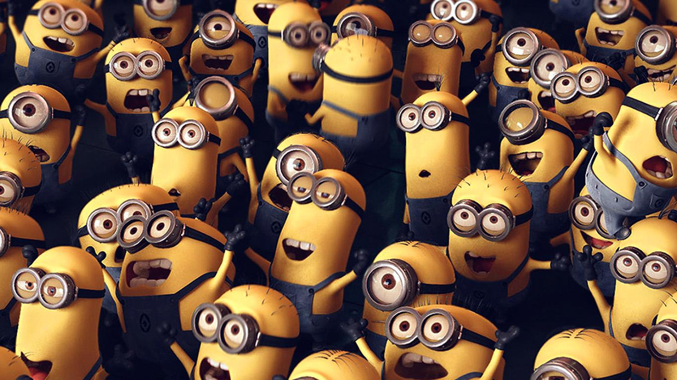 1366x768 wallpaper for desktop, laptop. minions despicable me cute yellow art illustration