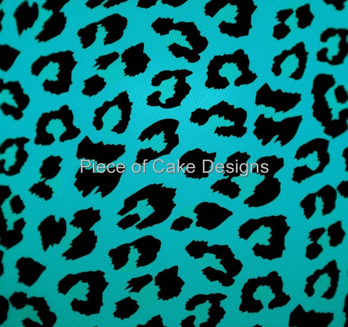 1158x1088 4 Sheet Blue Cheetah Print Background Birthday Edible Cake Cupcake Topper : Grocery & Gourmet Food