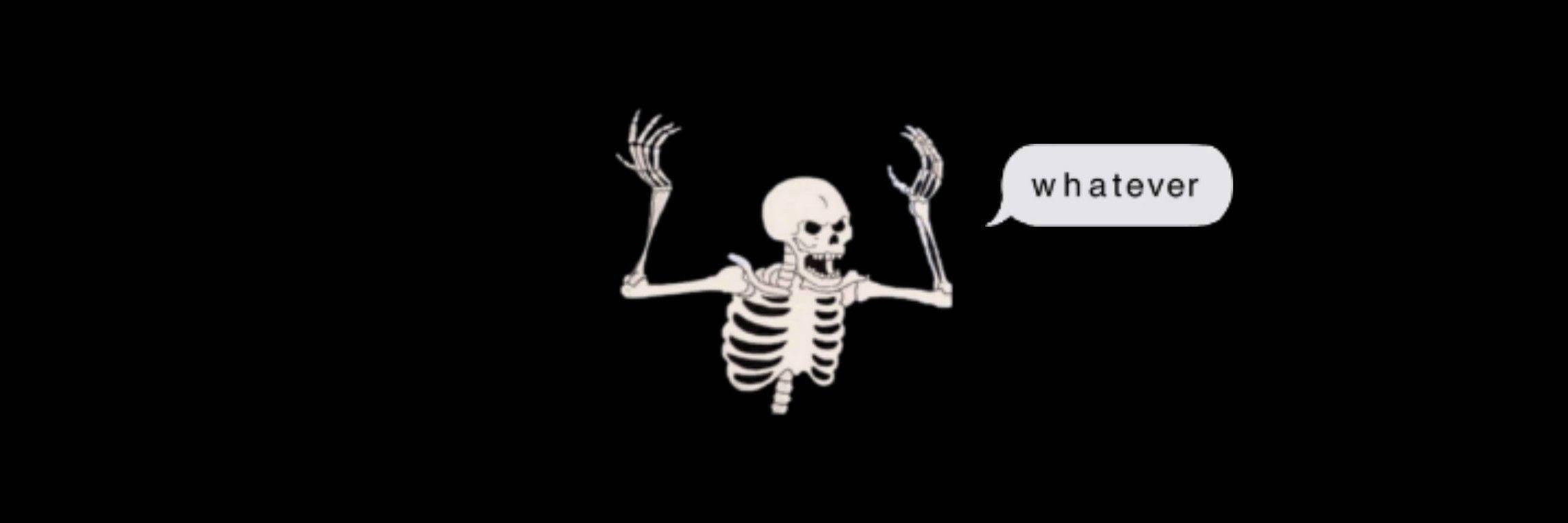 2289x763 Download Color Black With Angry Skeleton Twitter Header Wallpaper