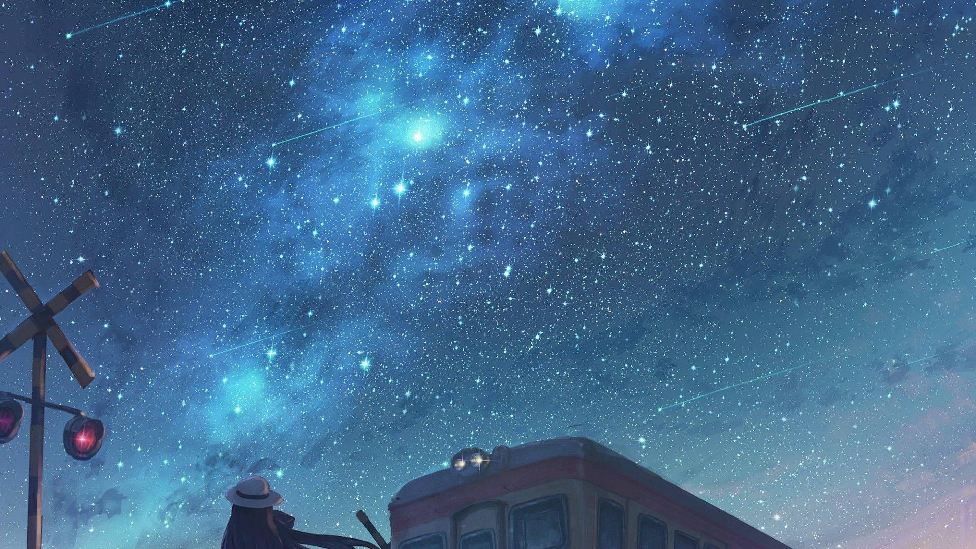 1920x1080 Download Bright Stars Anime Night Sky Wallpaper