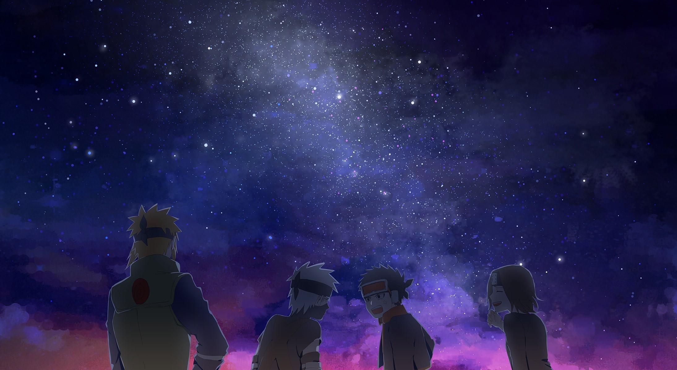 2189x1196 Wallpaper / Anime, Night, Sky, Stars, Low Angle Free Download