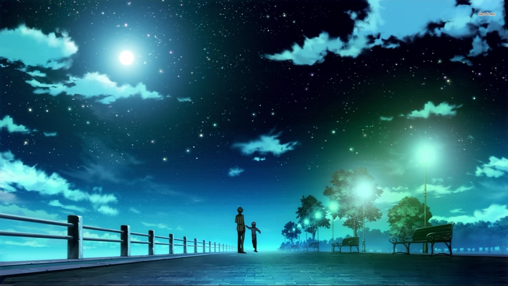 1920x1080 Night Sky Anime Desktop Wallpaper
