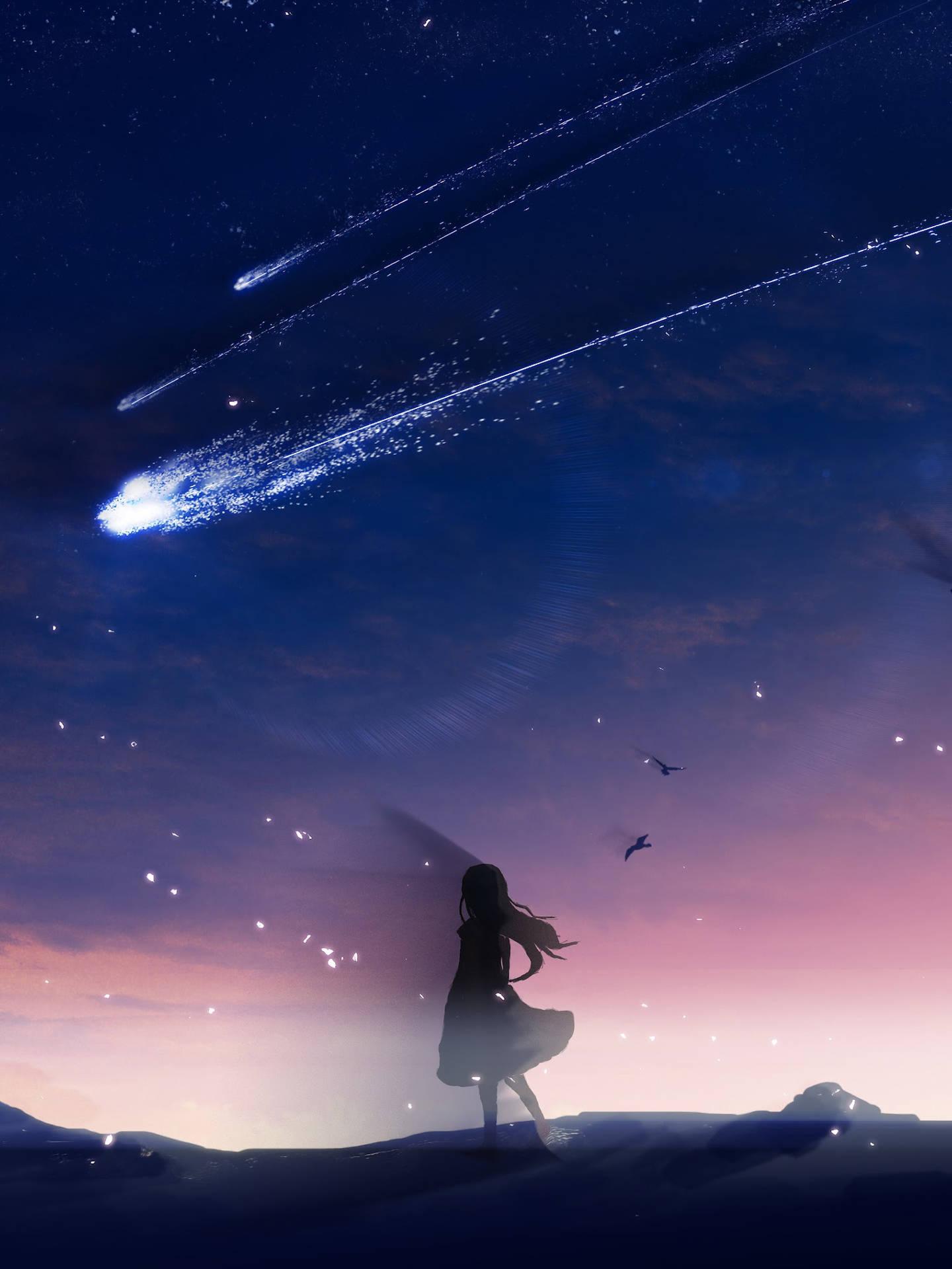 1440x1920 Download Falling Star Anime Night Sky Wallpaper