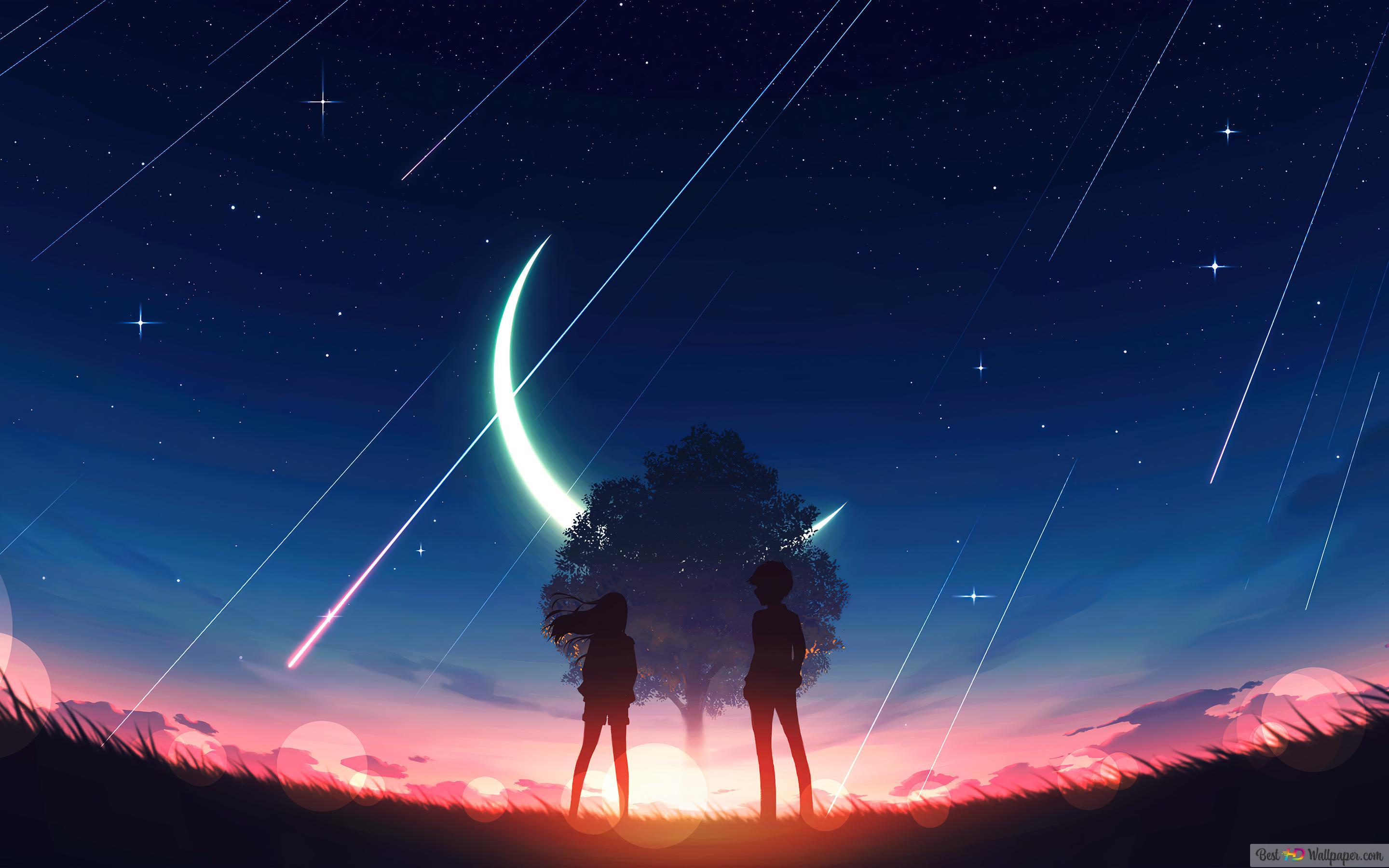 2880x1800 Anime Horizon Night Sky 4K wallpaper download