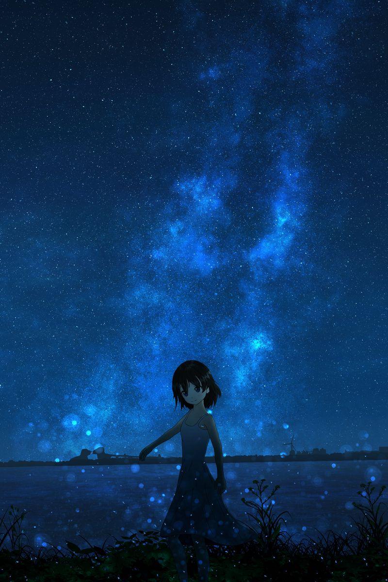 800x1200 Download Wallpaper 800x1200 Girl, Night, Starry Sky, Anime Iphone 4s 4 For Parallax HD Background