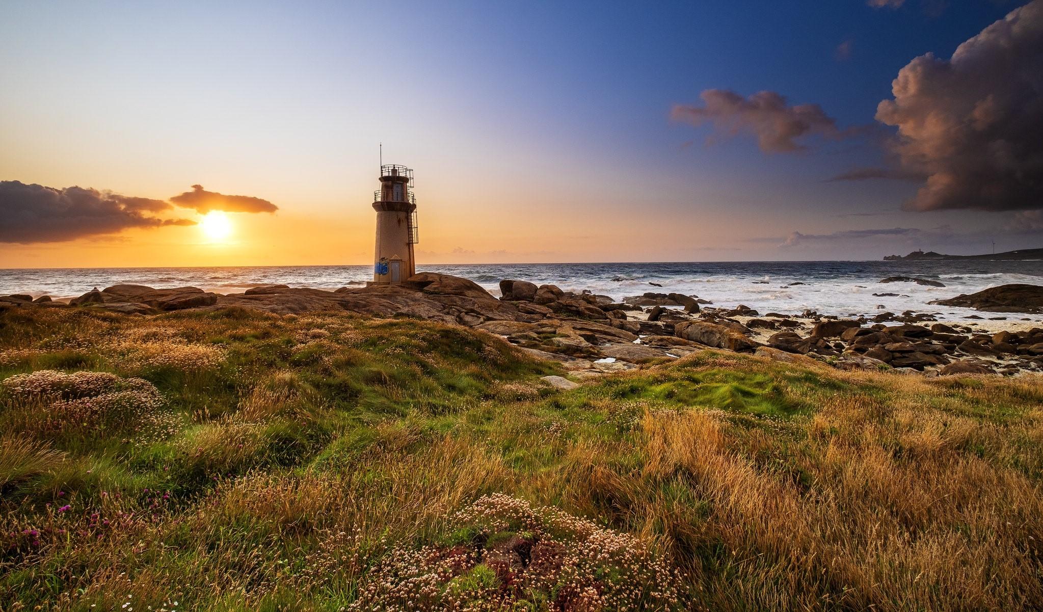 2047x1201 Tower Hercules Lighthouse, La Coruna, Galicia, Spain, Lighthouses, Tower Gallery HD Wallpaper