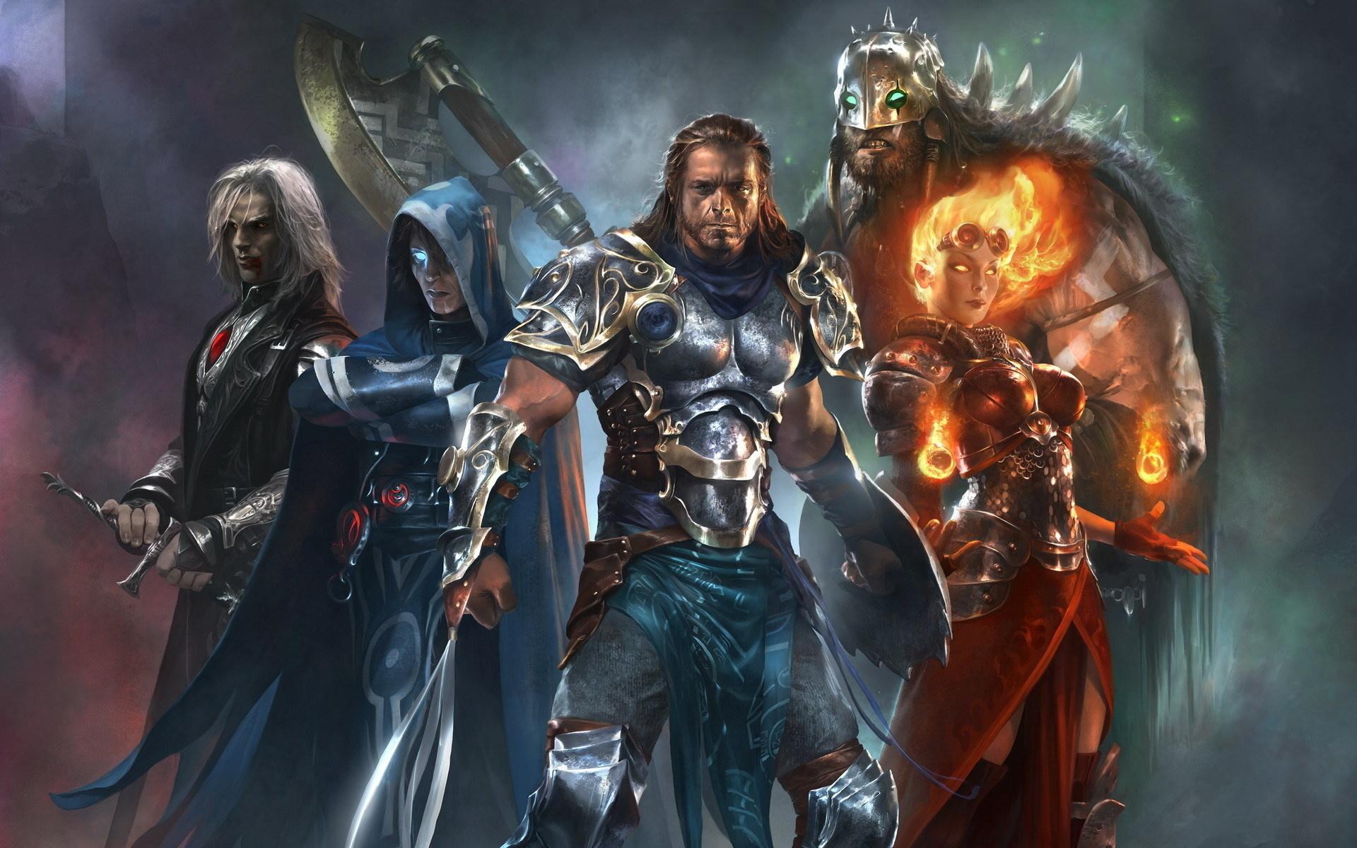 1920x1200 Wallpaper. Fantasy. photo. picture. fire, Warrior, heroes, vampire, mage