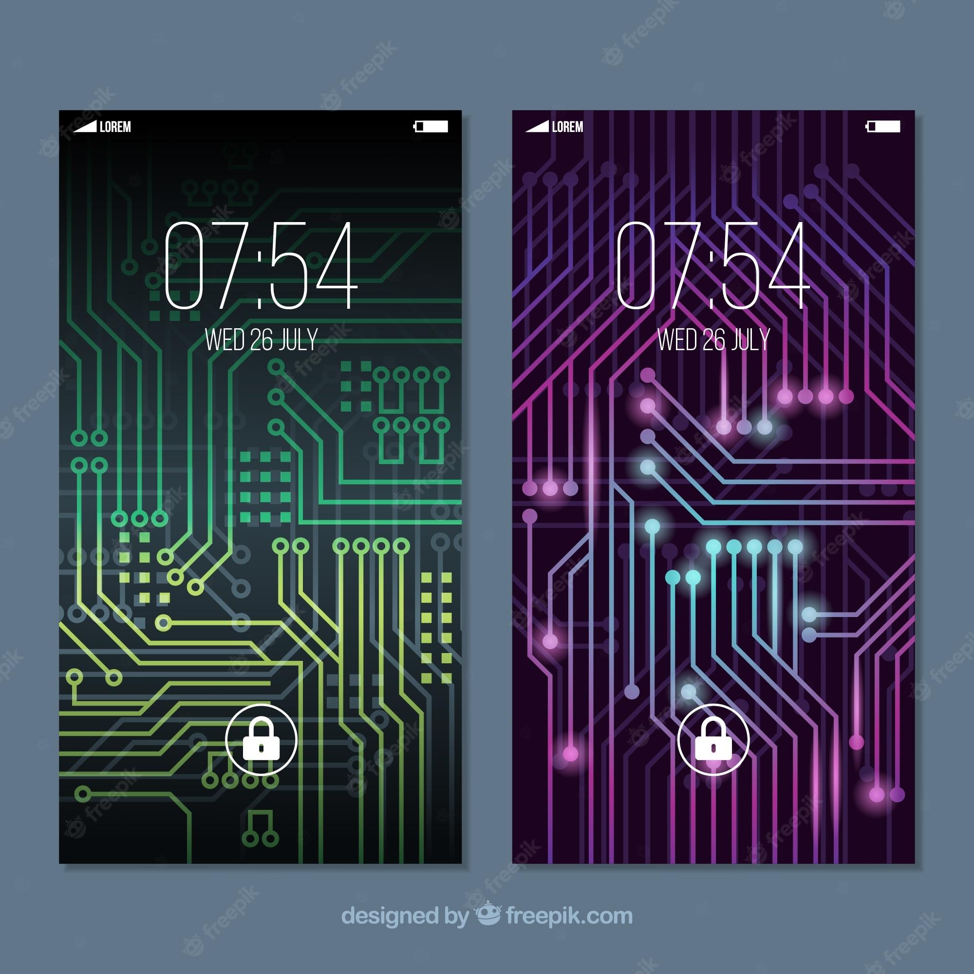 2000x2000 Free Vector. Mobile wallpaper with luminous circuit
