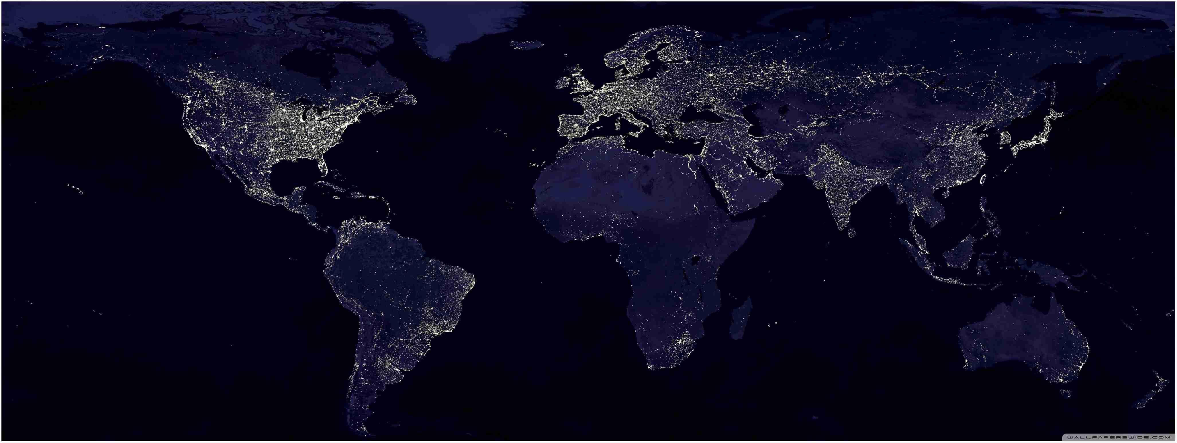4107x1547 Dual Monitor Map Wallpaper