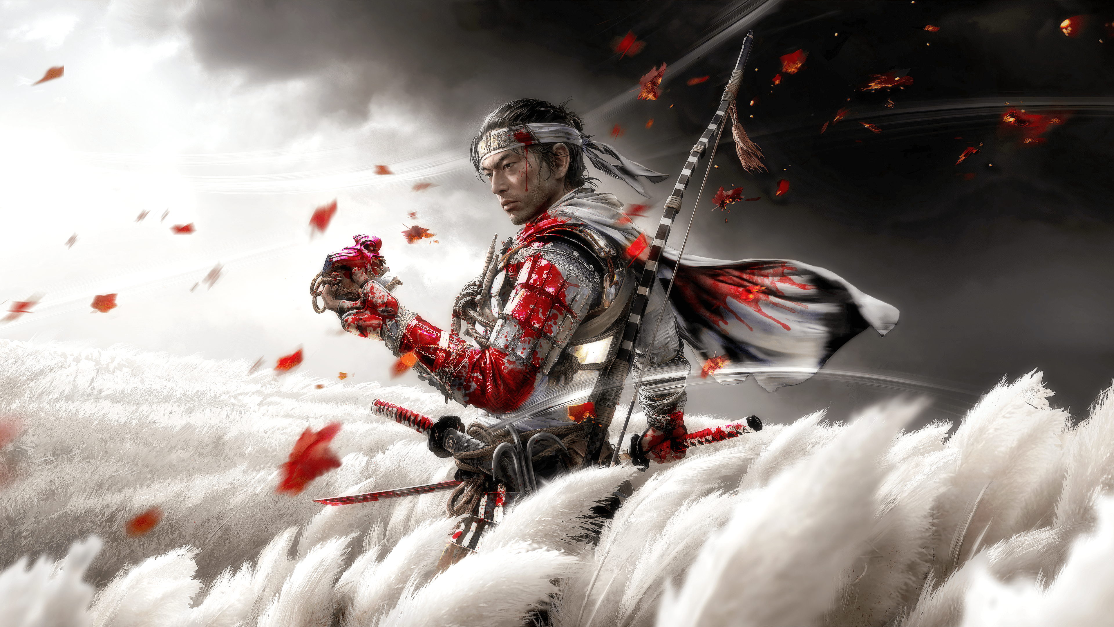 3840x2160 The Ghost Of Tsushima Bloody White Ghost Wallpaper