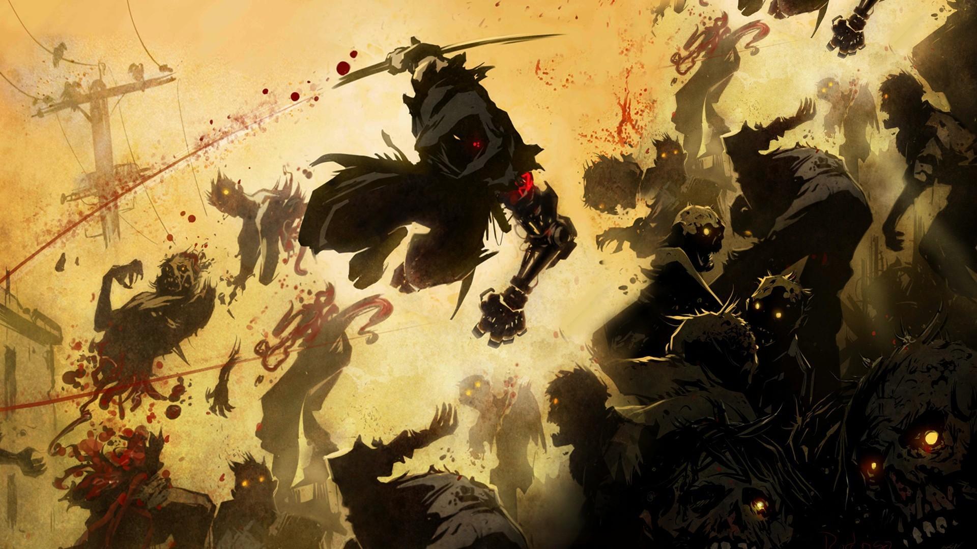 1920x1080 cyborg, zombies, blood, artwork, ninja gaiden z, ninjas, street, ninja robots, warrior, Ninja Gaiden, crow, yaiba Gallery HD Wallpaper