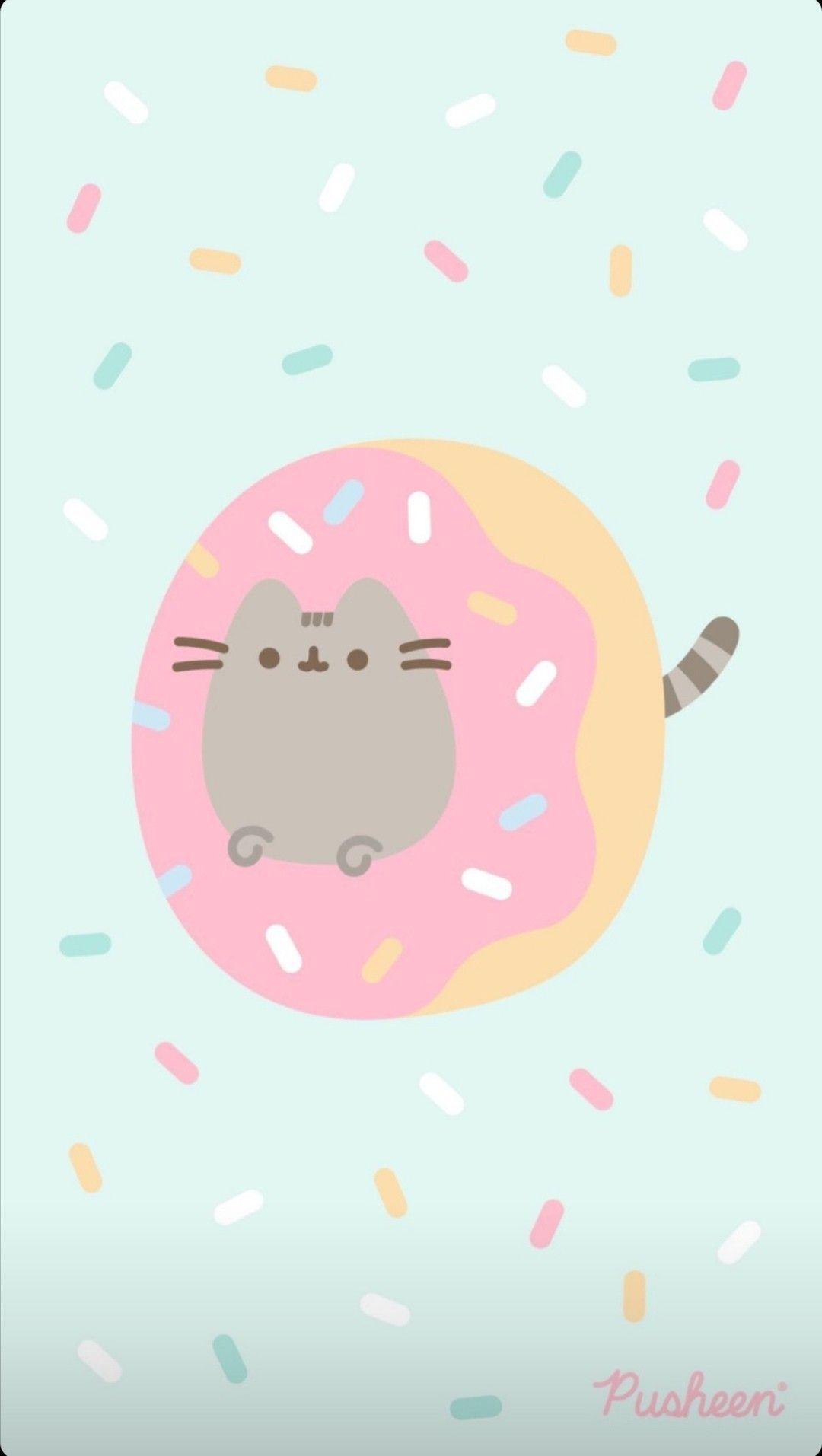 1080x1913 Donut eat me. Pusheen cat, Cat wallpaper, Pusheen cute
