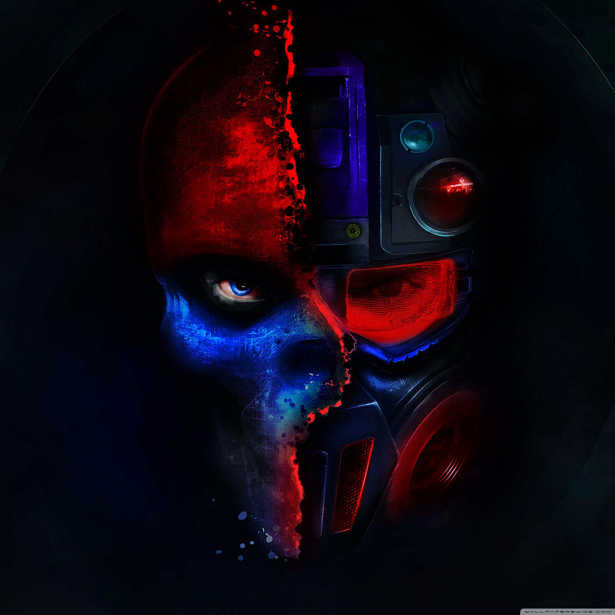 2560x2560 Half man Half Robot Ultra HD Desktop Background Wallpaper for 4K UHD TV : Tablet