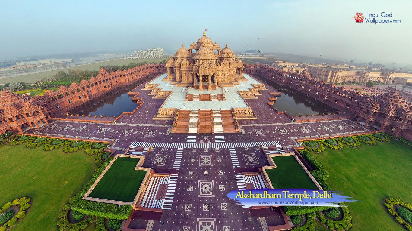 1366x768 Delhi Akshardham Temple Wallpaper, Photo, Image Download