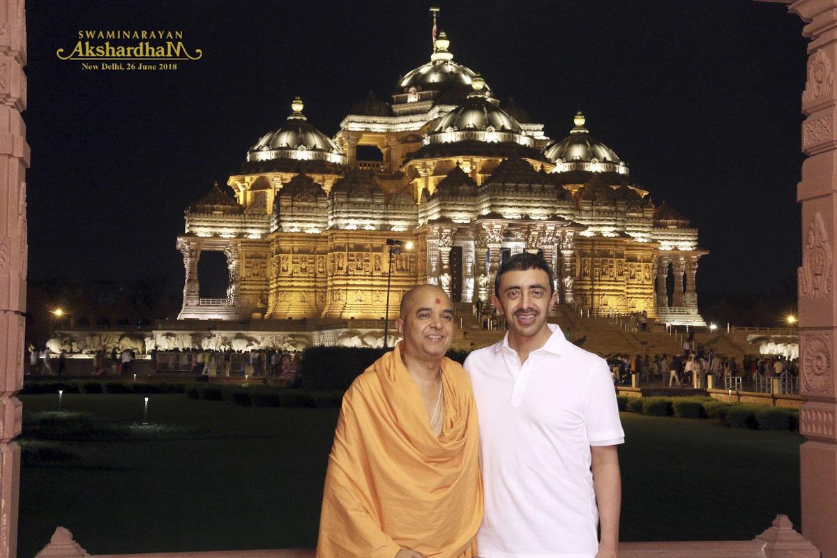 1200x800 His Highness Sheikh Abdullah bin Zayed Al Nahyan Visits Swaminarayan Akshardham, Delhi, India
