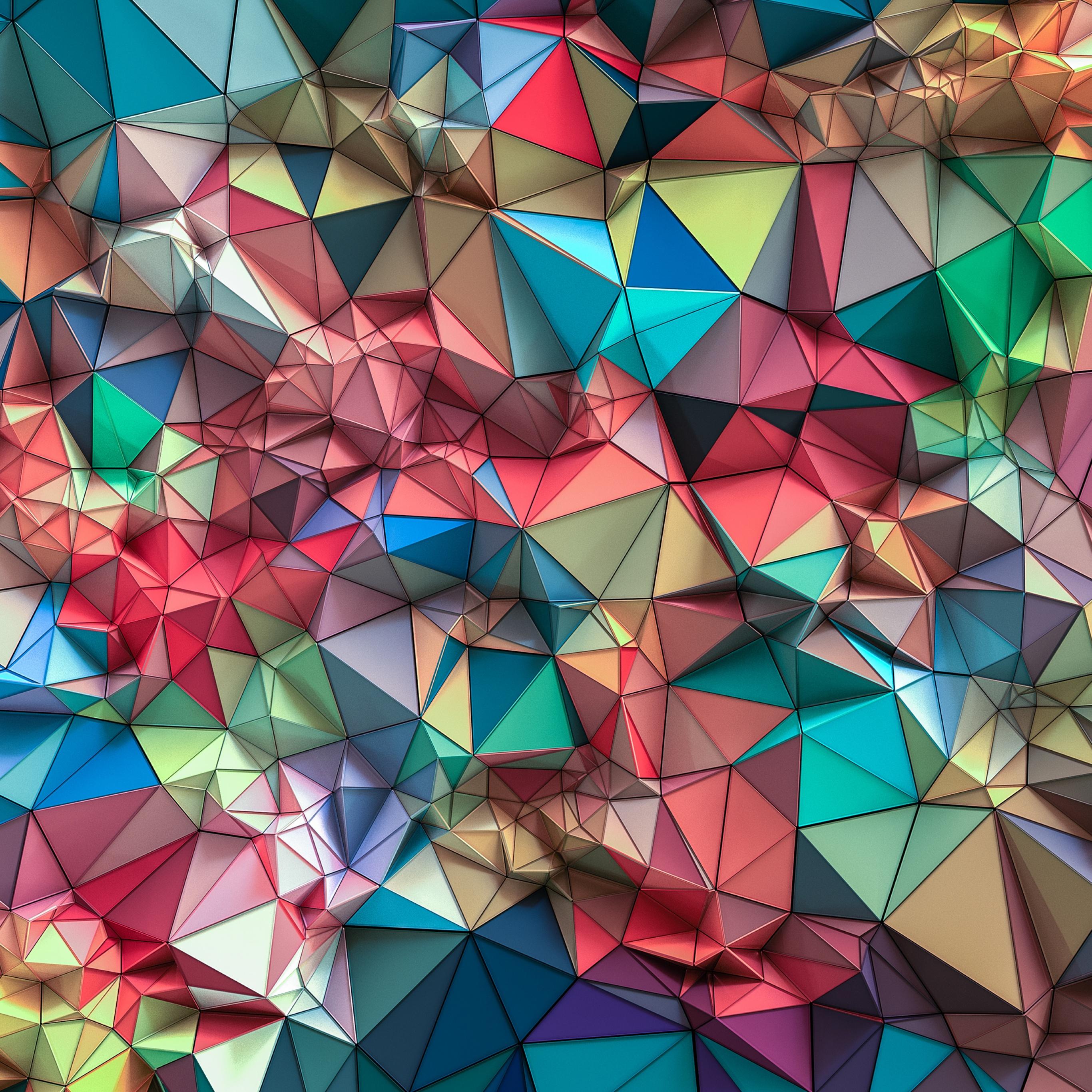 2732x2732 Triangles Wallpaper 4K, 3D background, Colorful, Abstract