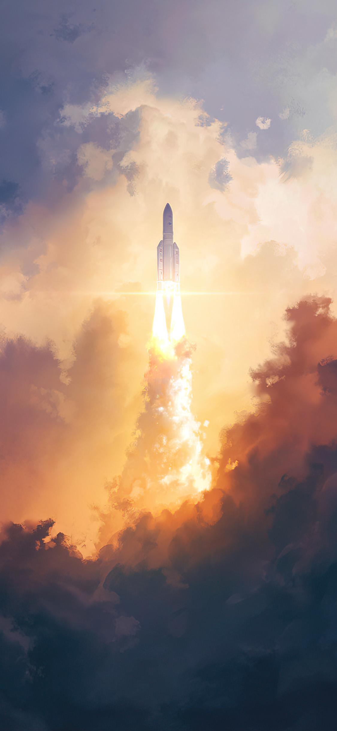 1125x2436 art universe spaceship anime
