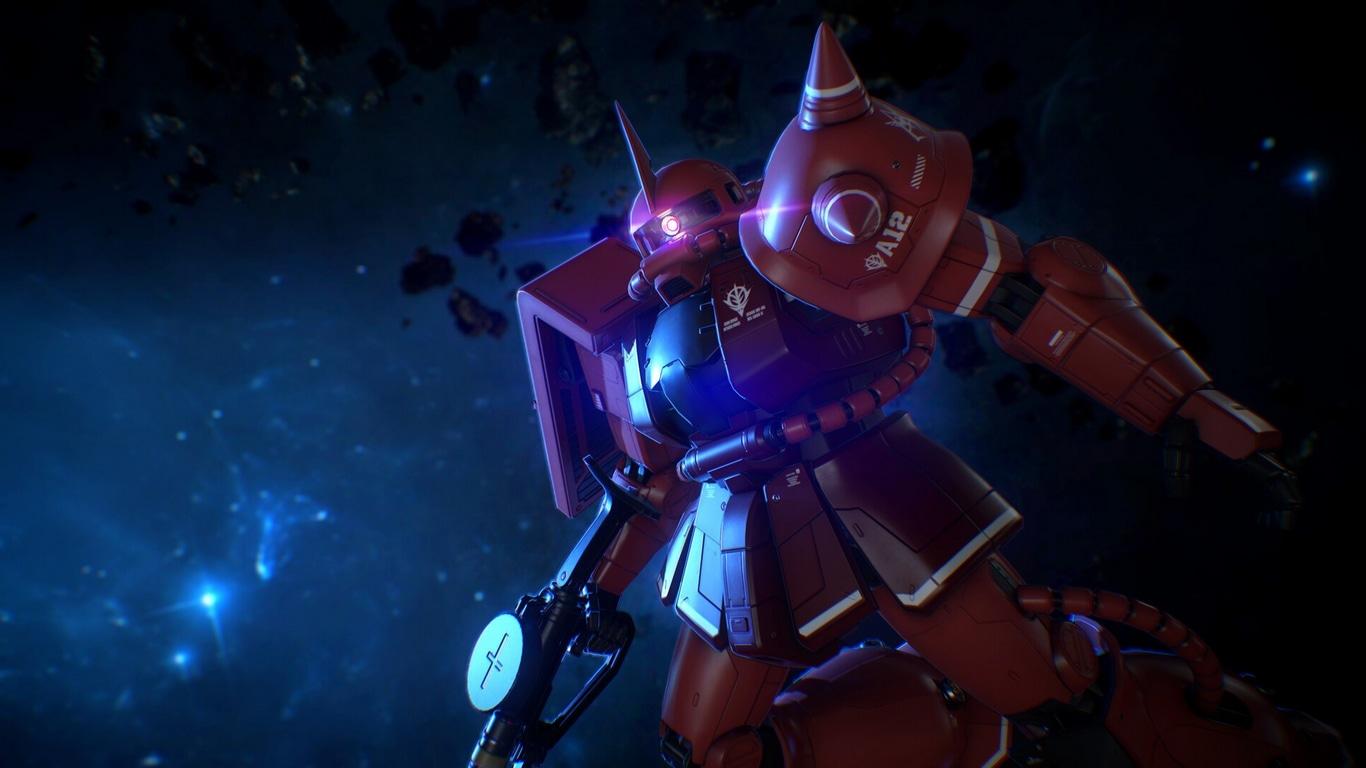 1366x768 Wallpaper / Gundam, Mobile Suit Gundam, Zaku II, anime, mech, robot, digital art, Mobile Suit, Char Aznable, science fiction, futuristic, space, Principality of Zeon free download