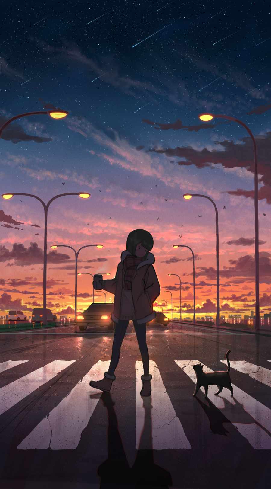 900x1620 Girl With Cat Anime IPhone Wallpaper Wallpaper : iPhone Wallpaper