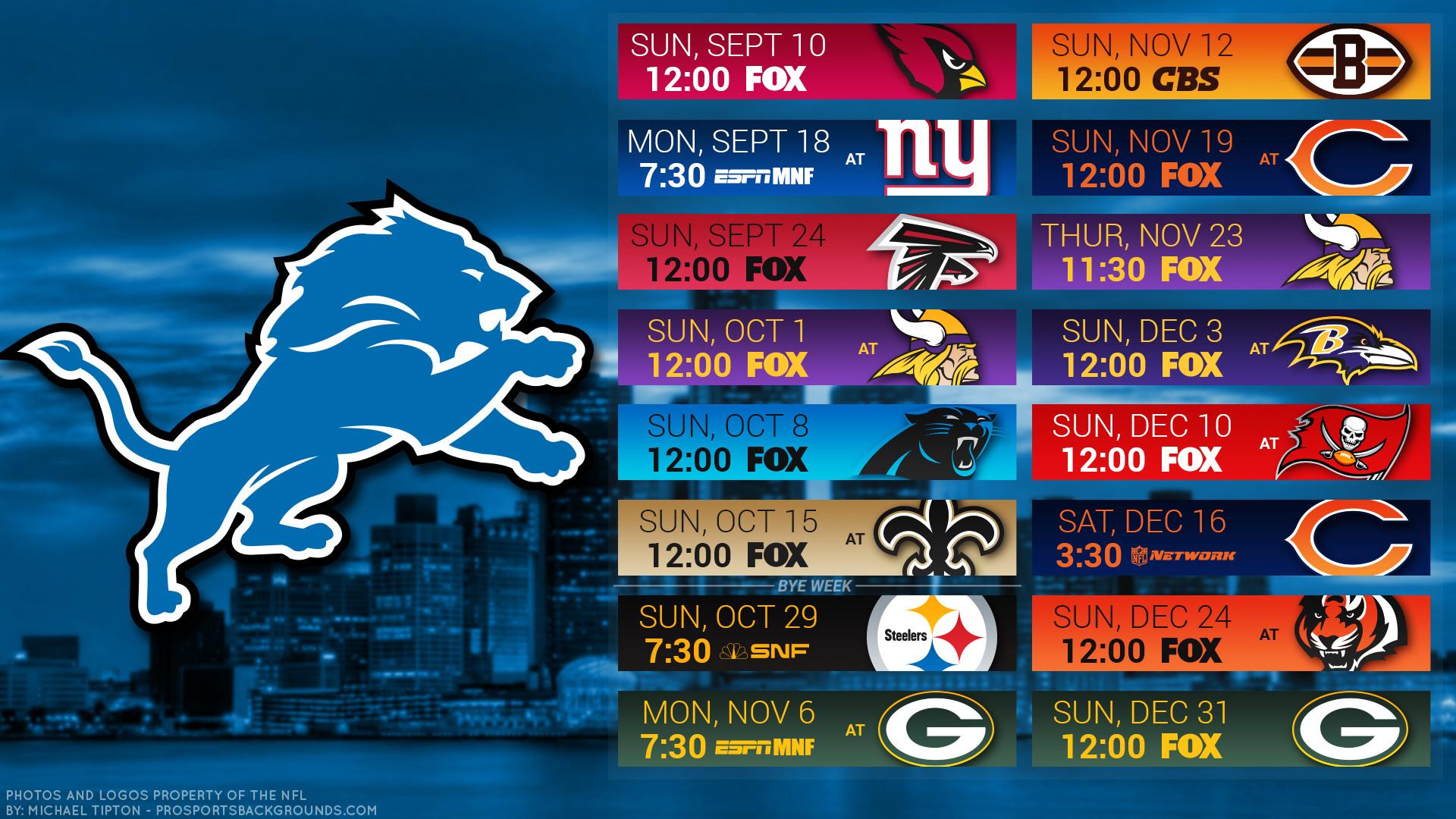 1920x1080 Detroit Lions 2017 schedule city football logo wallpaper free pc desktop computer