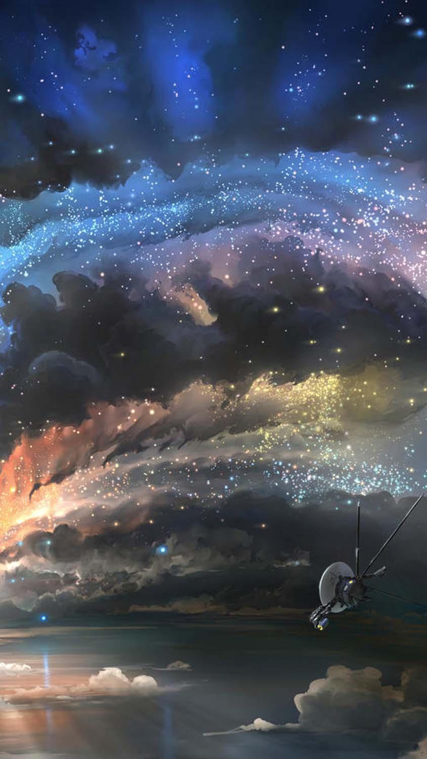 844x1500 Voyger In Space Storm IPhone Wallpaper HD Wallpaper : iPhone Wallpaper
