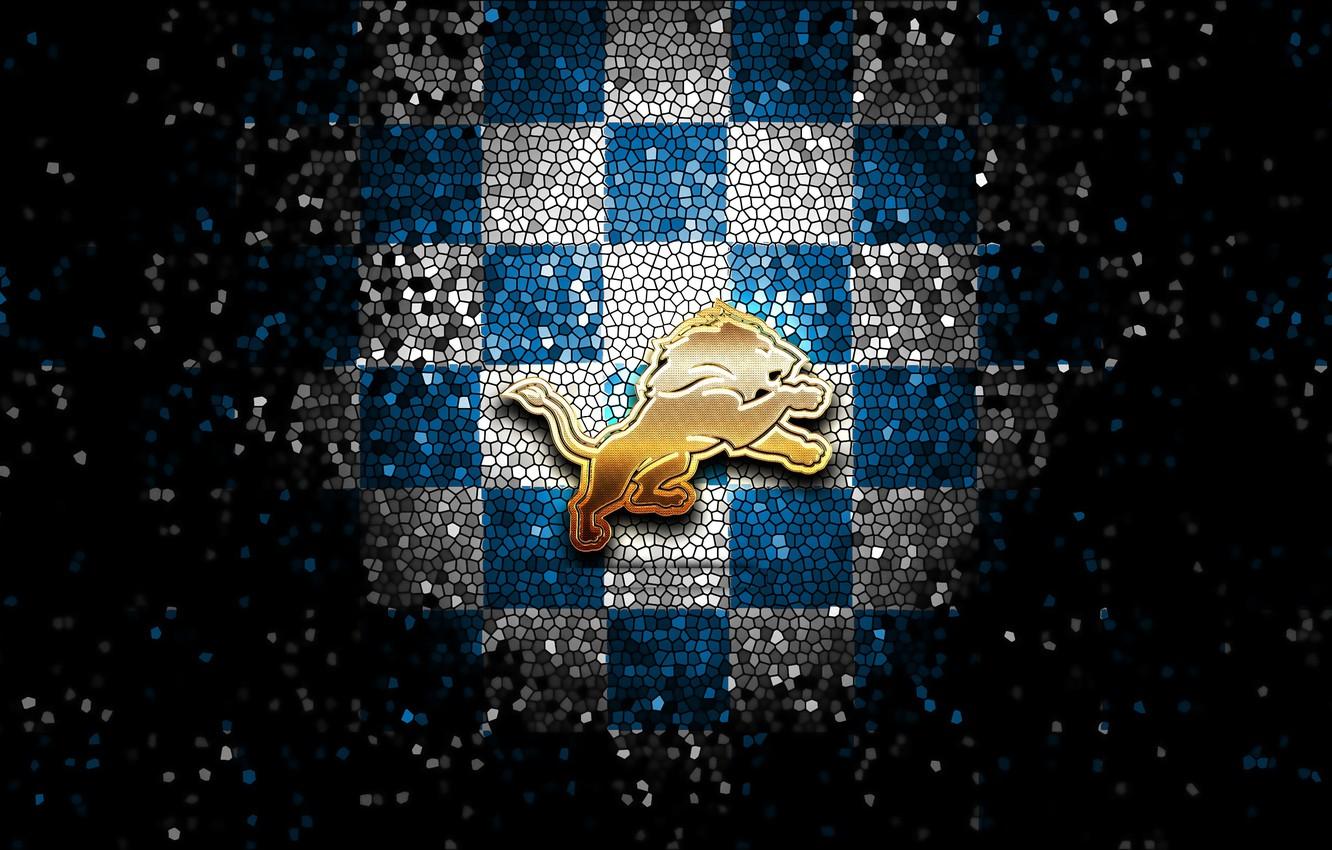 1332x850 Wallpaper wallpaper, sport, logo, NFL, glitter, checkered, Detroit Lions image for desktop, section спорт